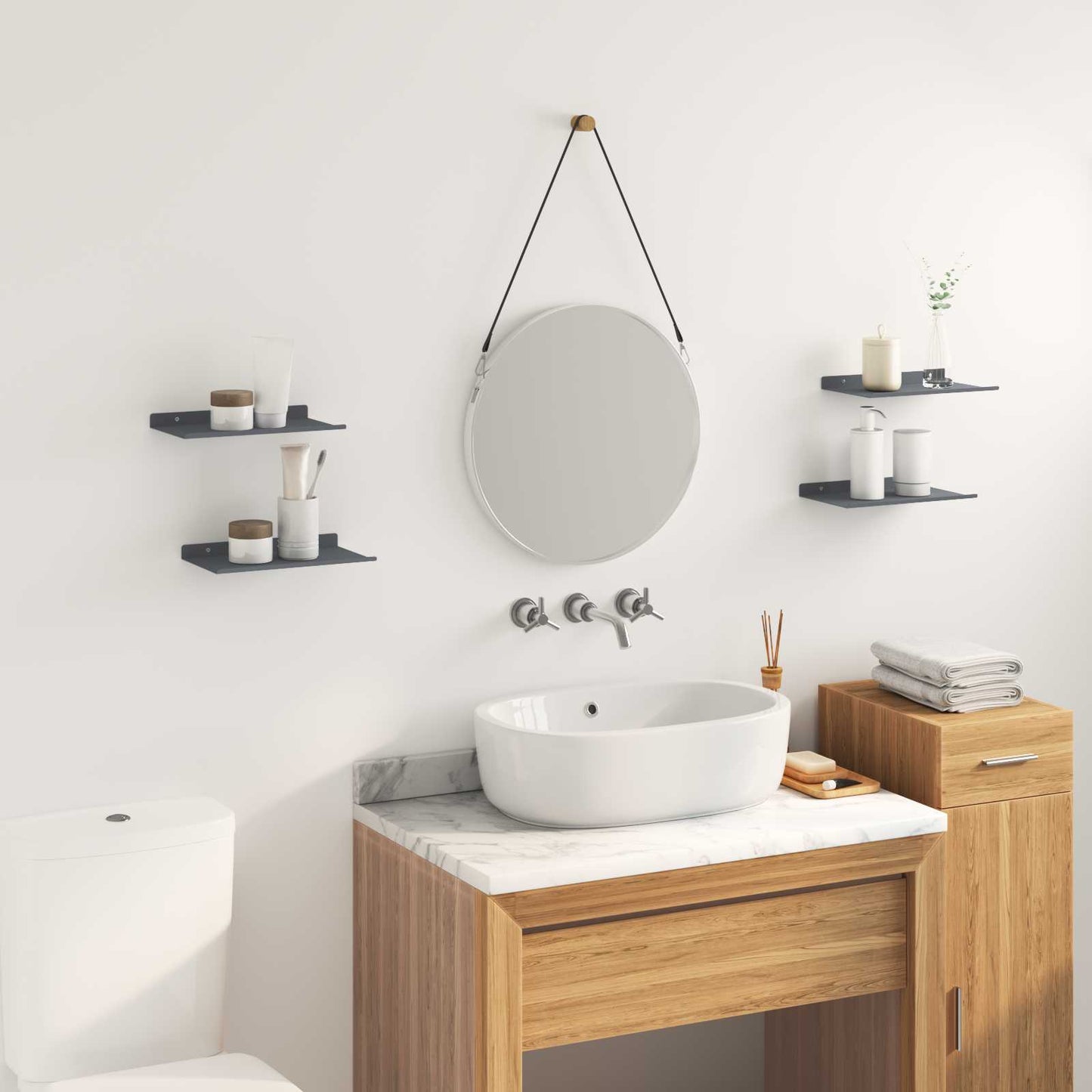 Vegghylle med hylle 4 pcs Antrasitt 30 x 18 x 2,5 cm vidaXL