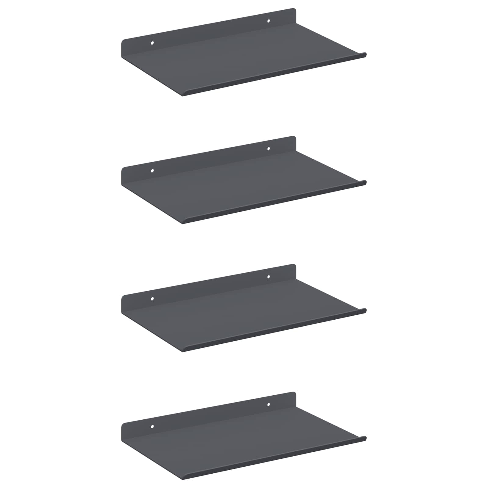 Vegghylle med hylle 4 pcs Antrasitt 30 x 18 x 2,5 cm vidaXL