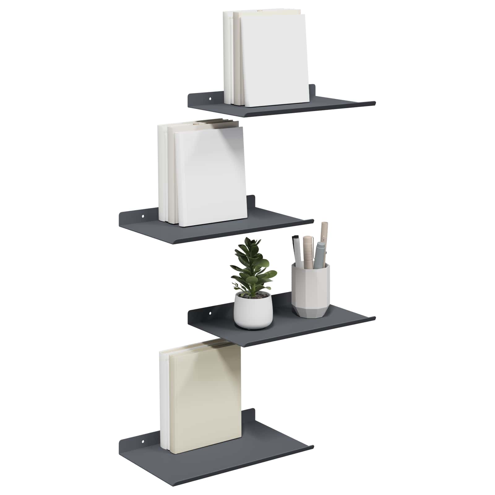 Vegghylle med hylle 4 pcs Antrasitt 30 x 18 x 2,5 cm vidaXL