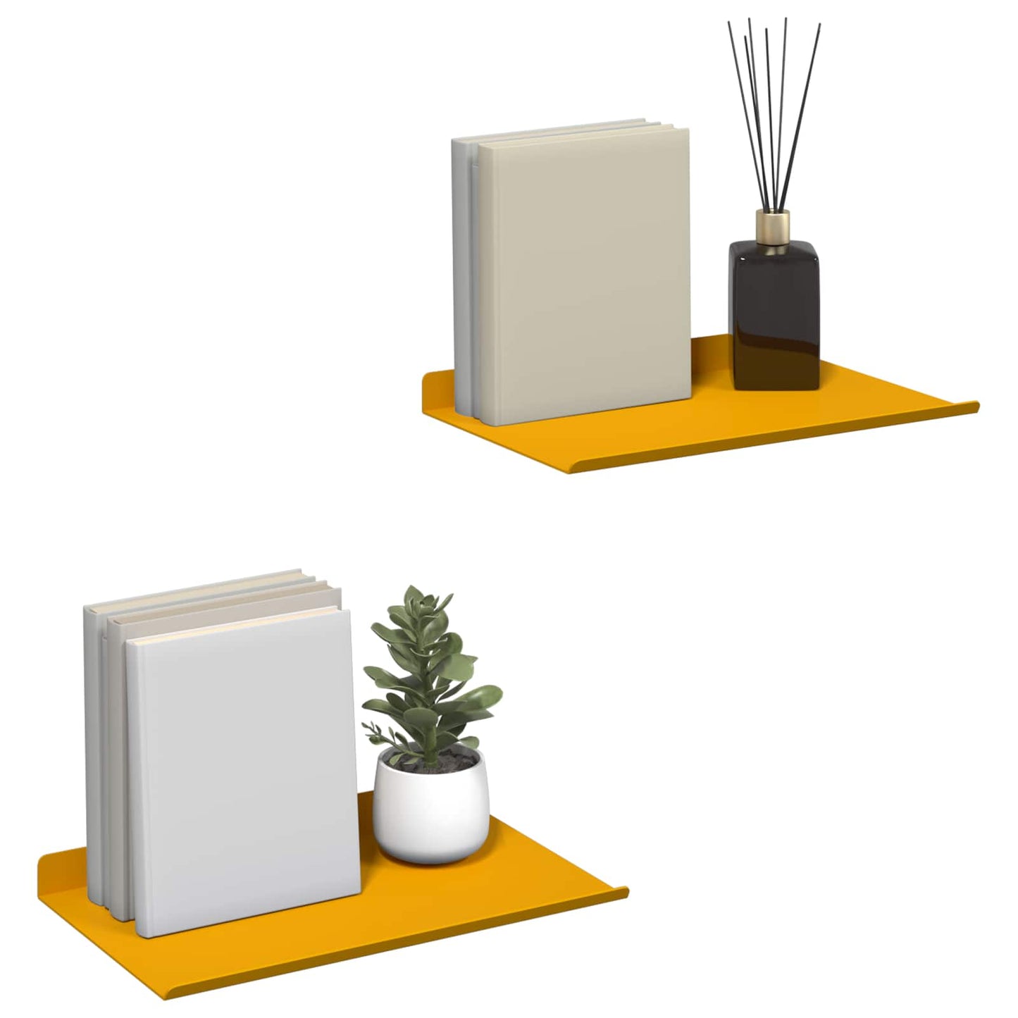 Vegghylle med hylle 2 pcs Sennepsgul 30 x 18 x 2,5 cm vidaXL