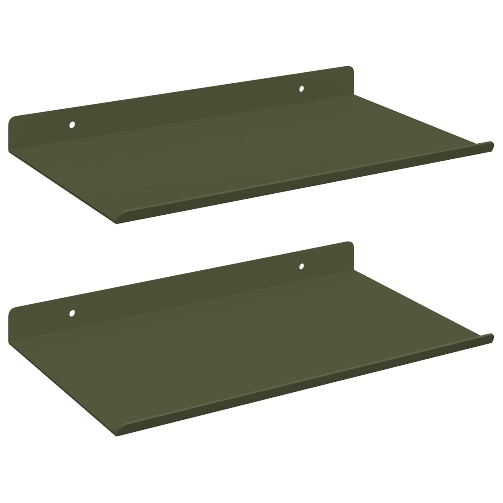 Vegghylle med hylle 2 pcs Olivengrønn 30 x 18 x 2,5 cm vidaXL