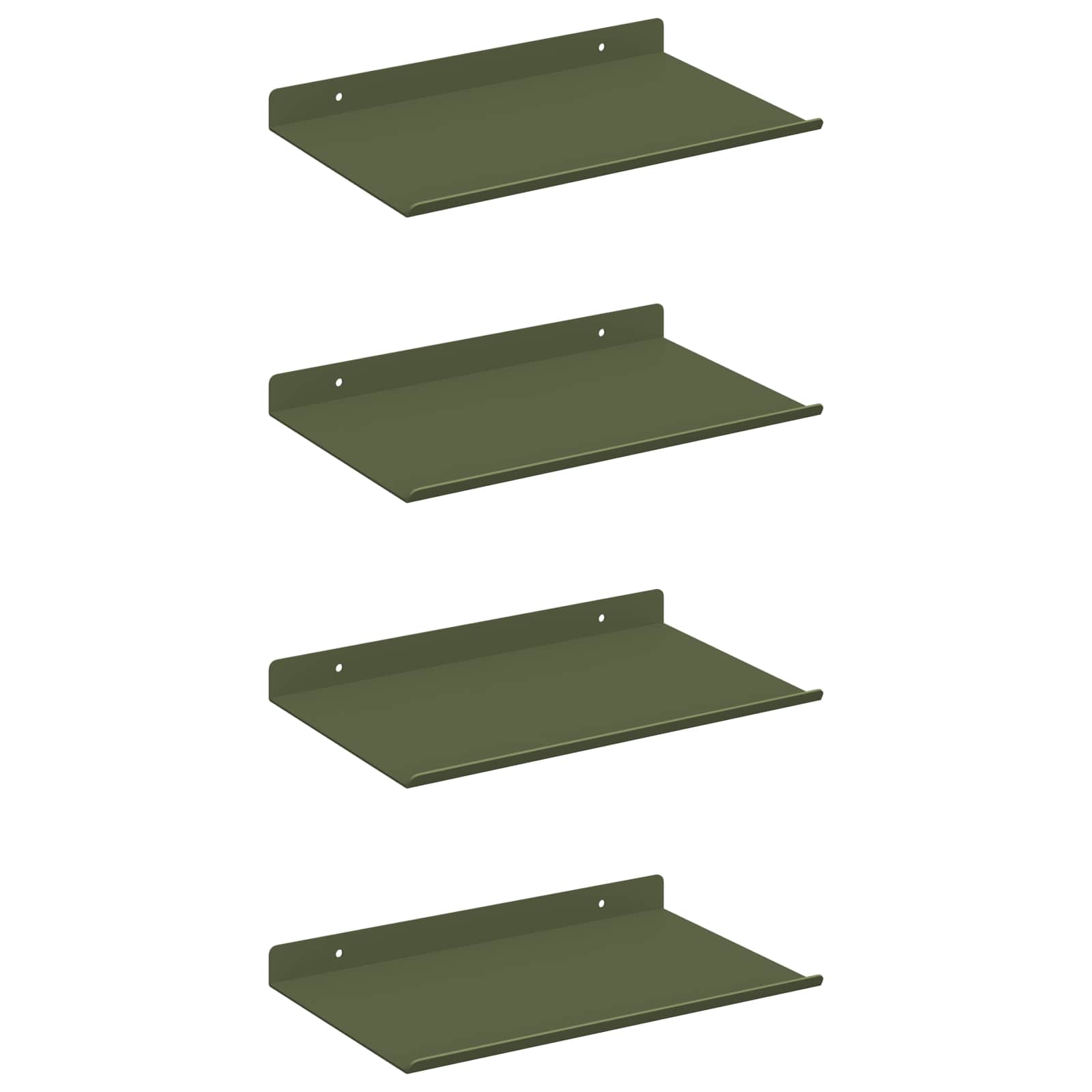 Vegghylle med hylle 4 pcs Olivengrønn 30 x 18 x 2,5 cm vidaXL