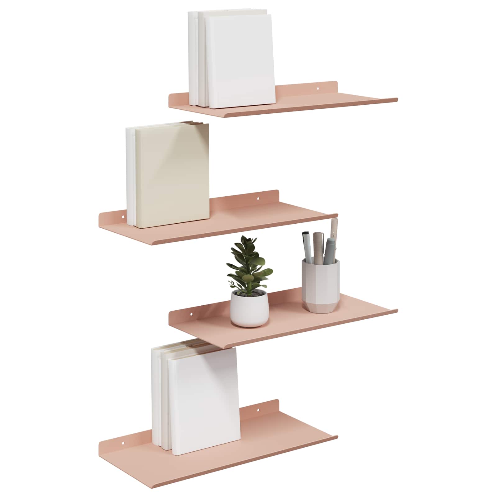 Vegghylle med hylle Veggmontert 4 pcs Rosa 40 x 18 x 2,5 cm vidaXL