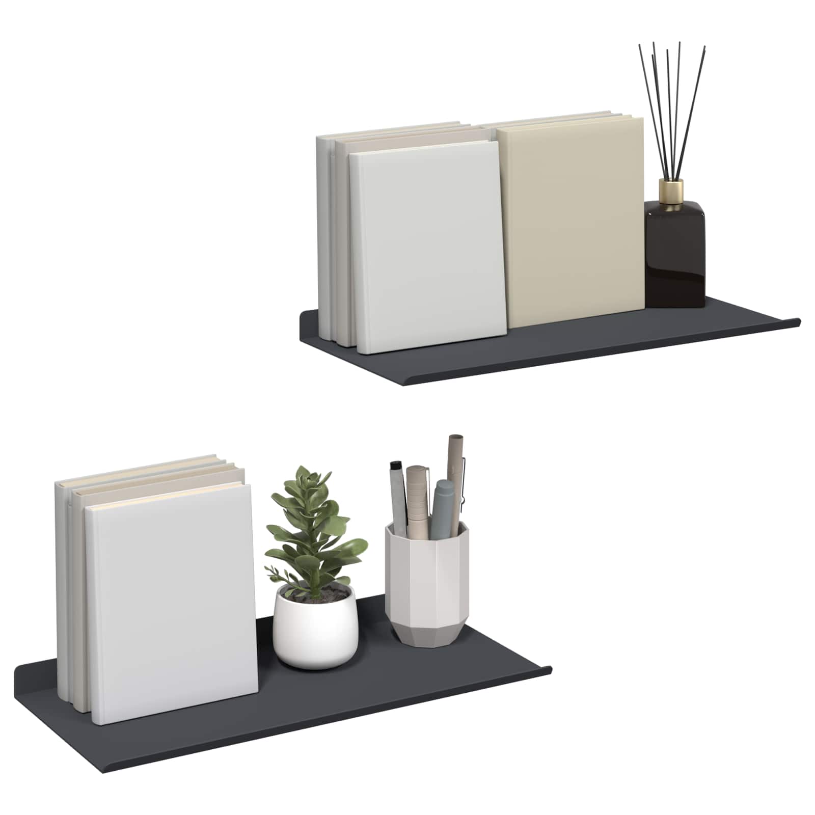 Vegghylle med hylle 2 pcs Antrasitt 40 x 18 x 2,5 cm vidaXL