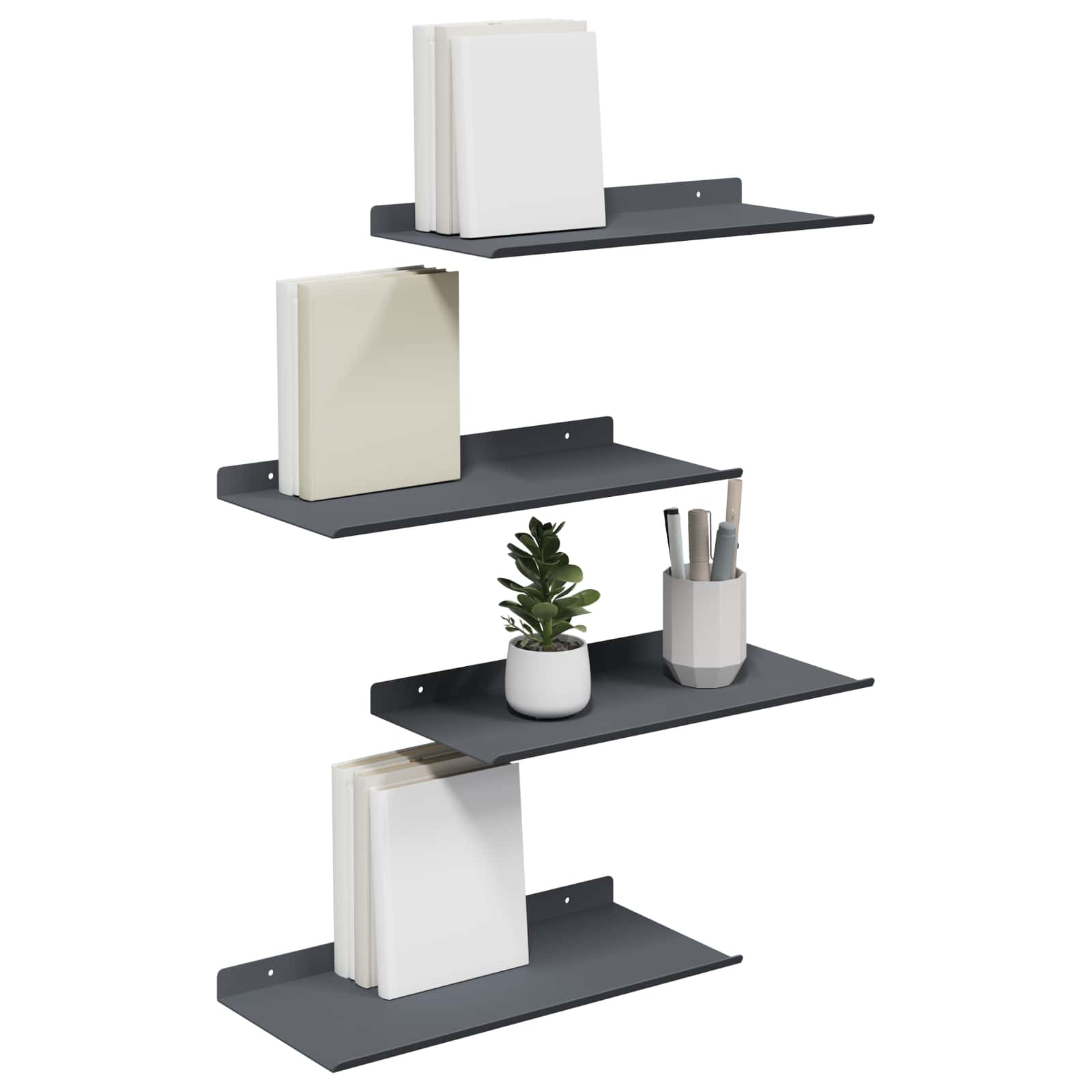 Vegghylle med hylle 4 pcs Antrasitt 40 x 18 x 2,5 cm vidaXL