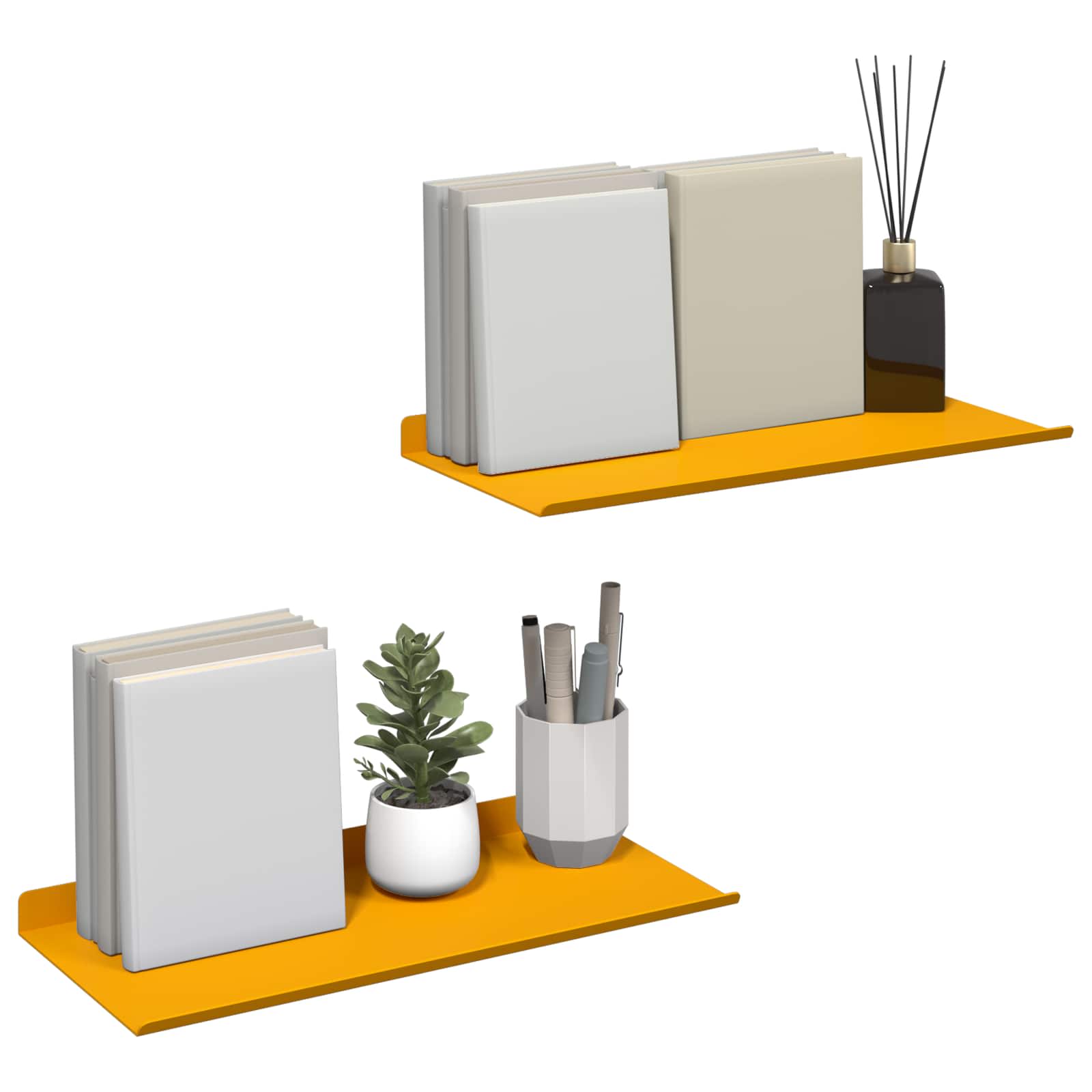 Vegghylle med hylle 2 pcs Sennepsgul 40 x 18 x 2,5 cm vidaXL
