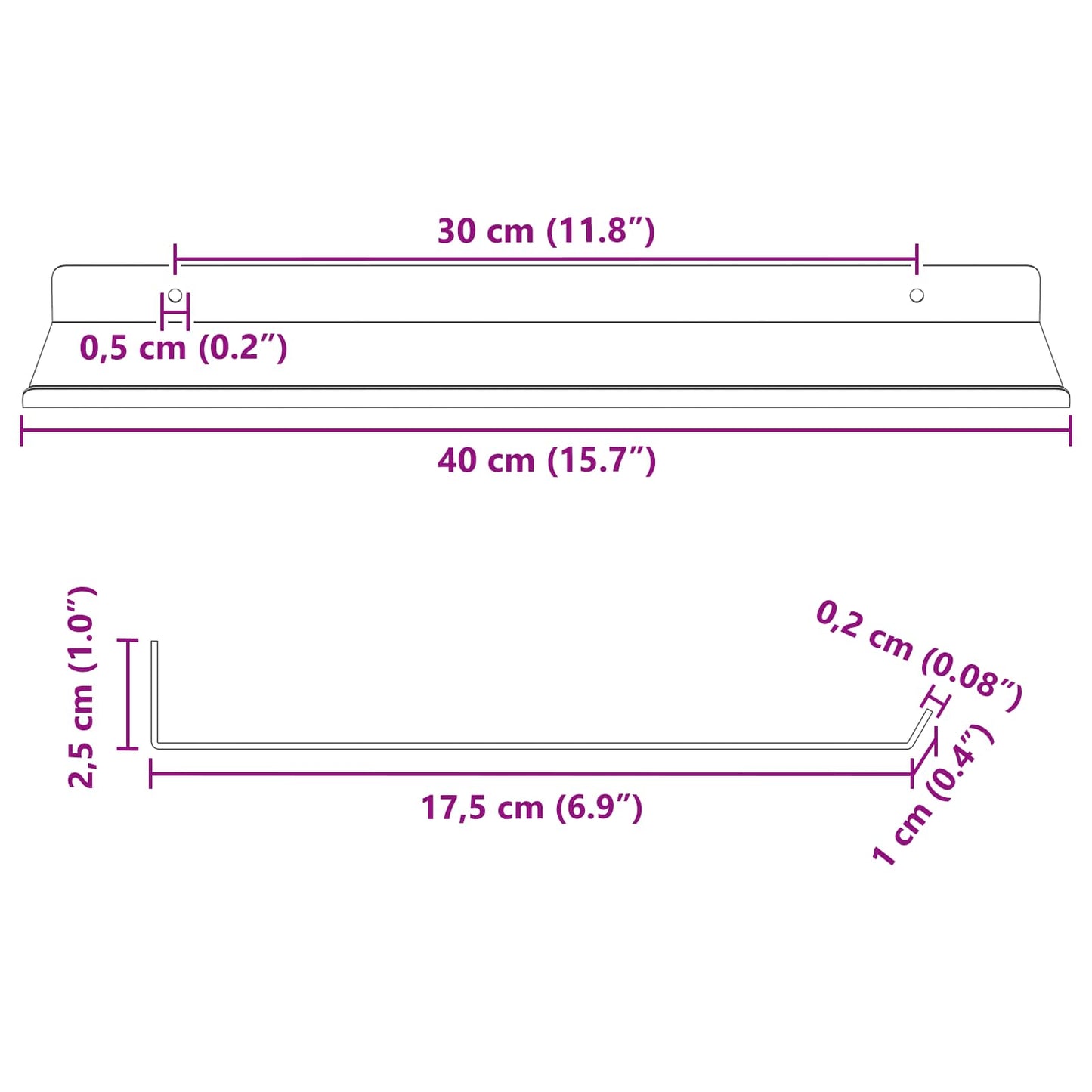 Vegghylle med hylle 4 pcs Sennepsgul 40 x 18 x 2,5 cm vidaXL