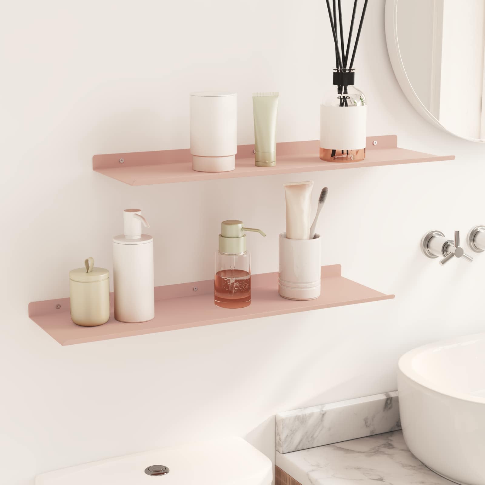 Vegghylle med hylle Veggmontert 2 pcs Rosa 60 x 18 x 2,5 cm vidaXL
