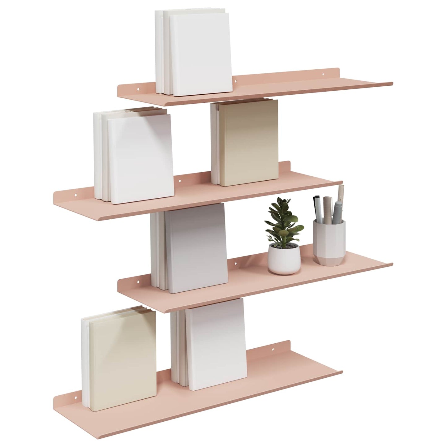 Vegghylle med hylle Veggmontert 4 pcs Rosa 60 x 18 x 2,5 cm vidaXL