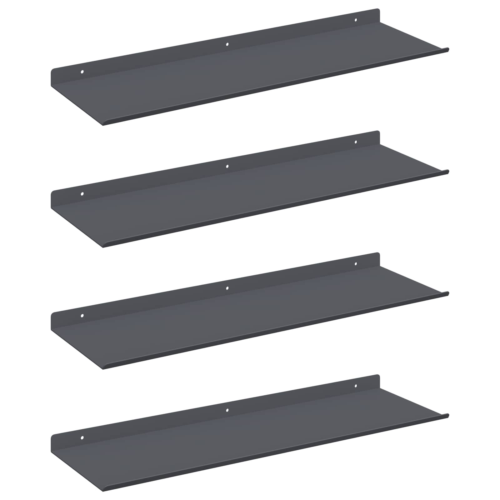 Vegghylle med hylle 4 pcs Antrasitt 60 x 18 x 2,5 cm vidaXL