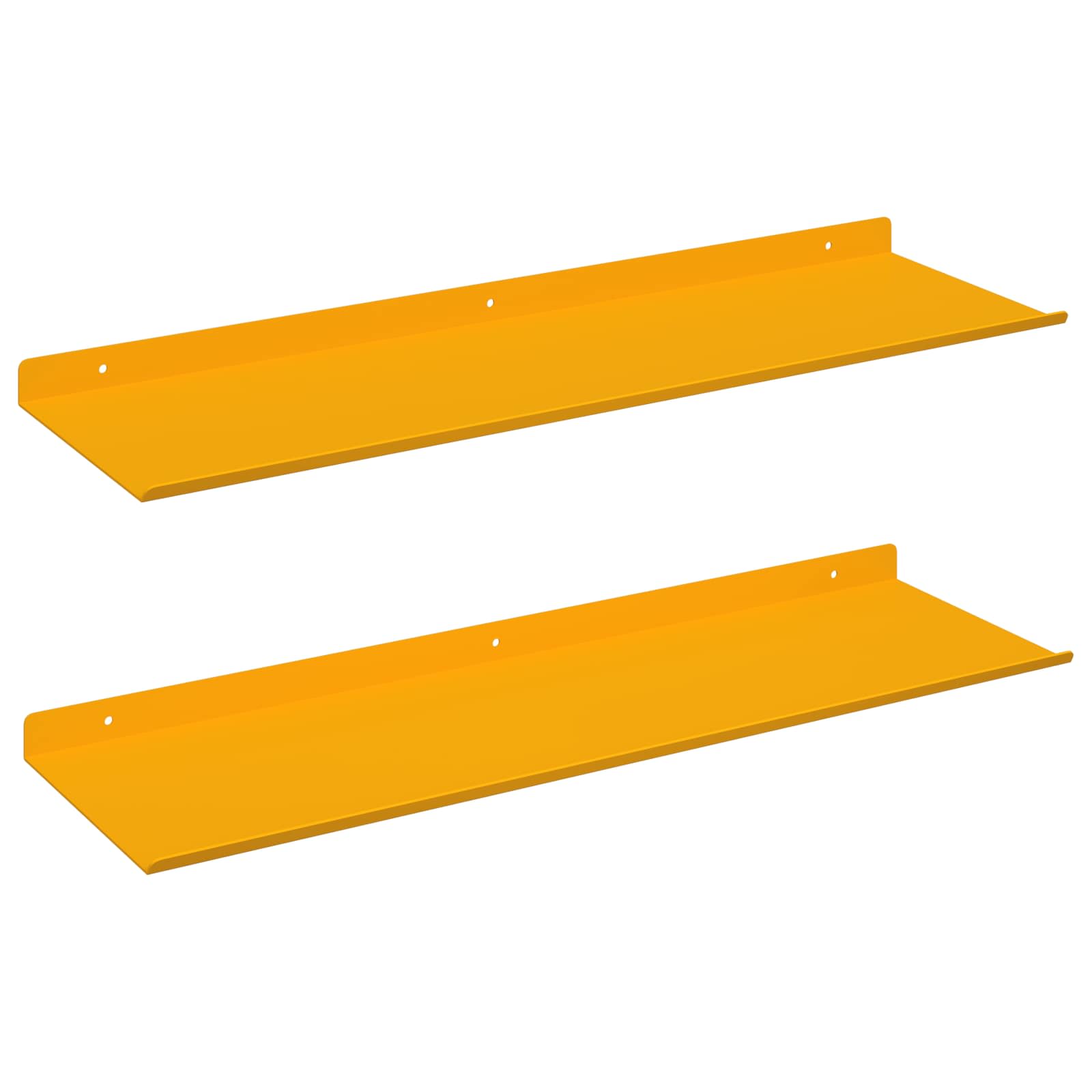 Vegghylle med hylle 2 pcs Sennepsgul 60 x 18 x 2,5 cm vidaXL