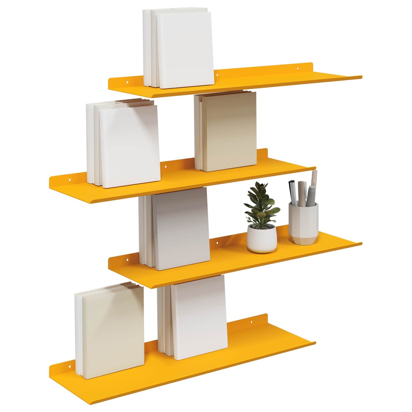Vegghylle med hylle 4 pcs Sennepsgul 60 x 18 x 2,5 cm vidaXL
