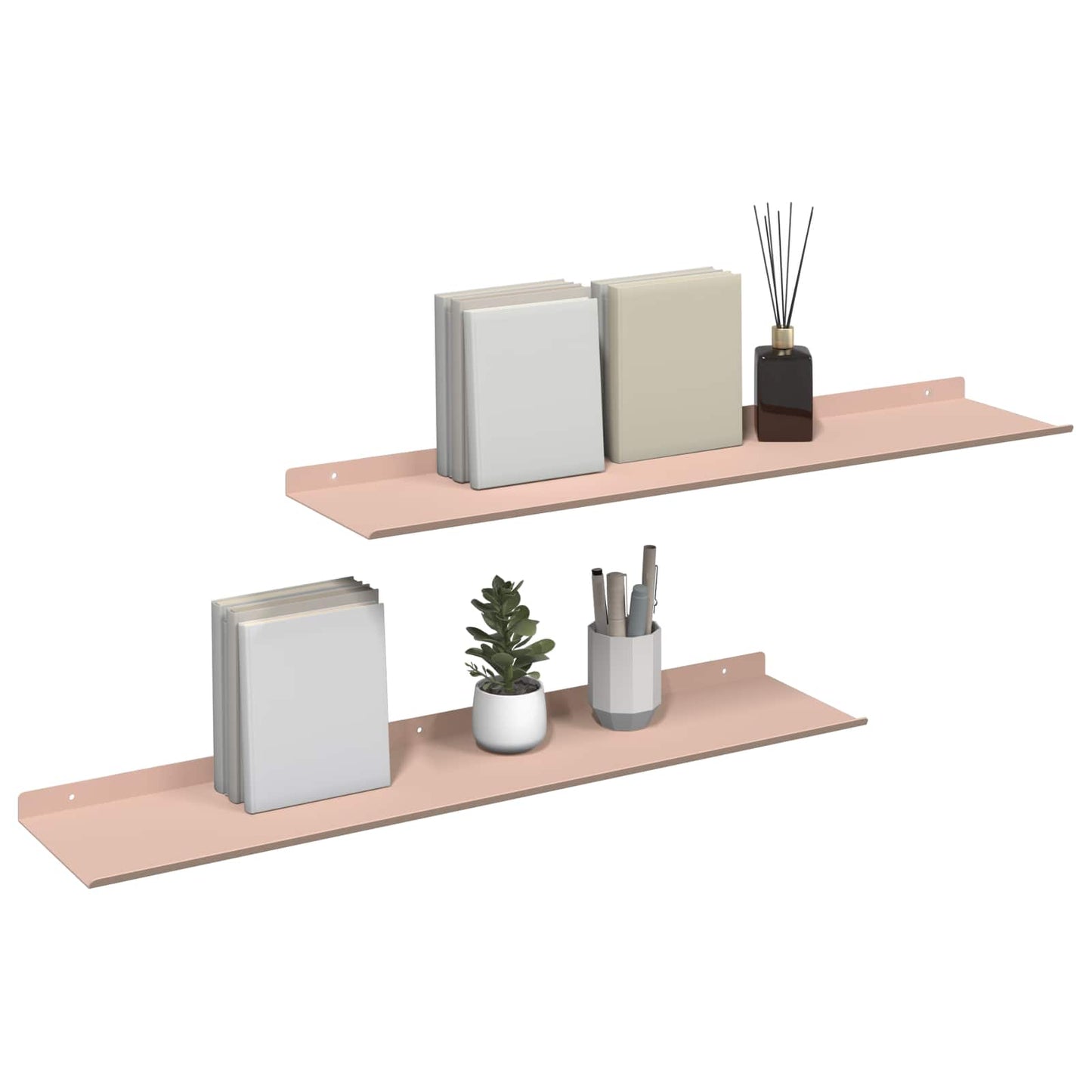 Vegghylle med hylle Veggmontert 2 pcs Rosa 80 x 18 x 2,5 cm vidaXL