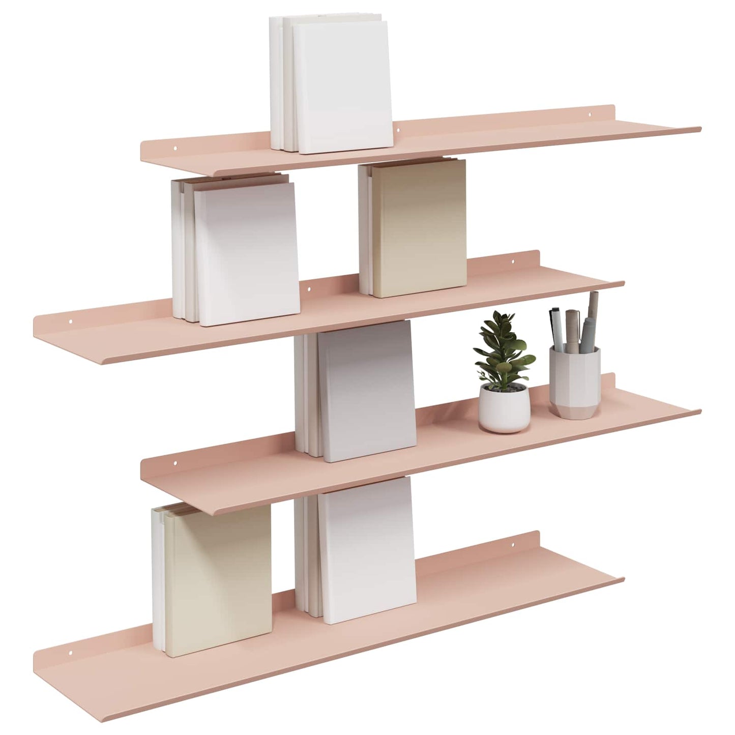 Vegghylle med hylle Veggmontert 4 pcs Rosa 80 x 18 x 2,5 cm vidaXL