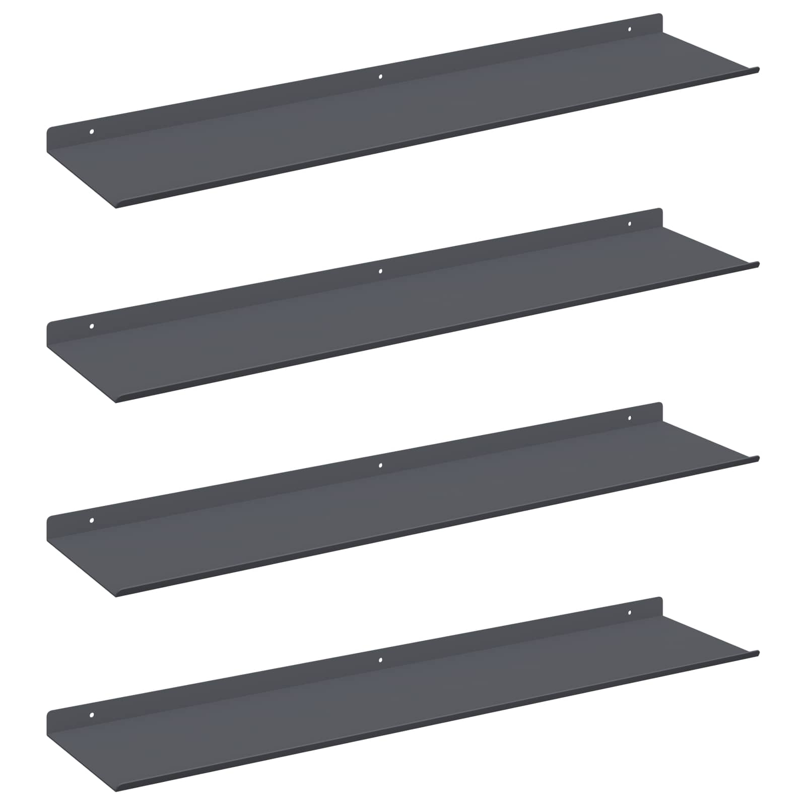 Vegghylle med hylle 4 pcs Antrasitt 80 x 18 x 2,5 cm vidaXL
