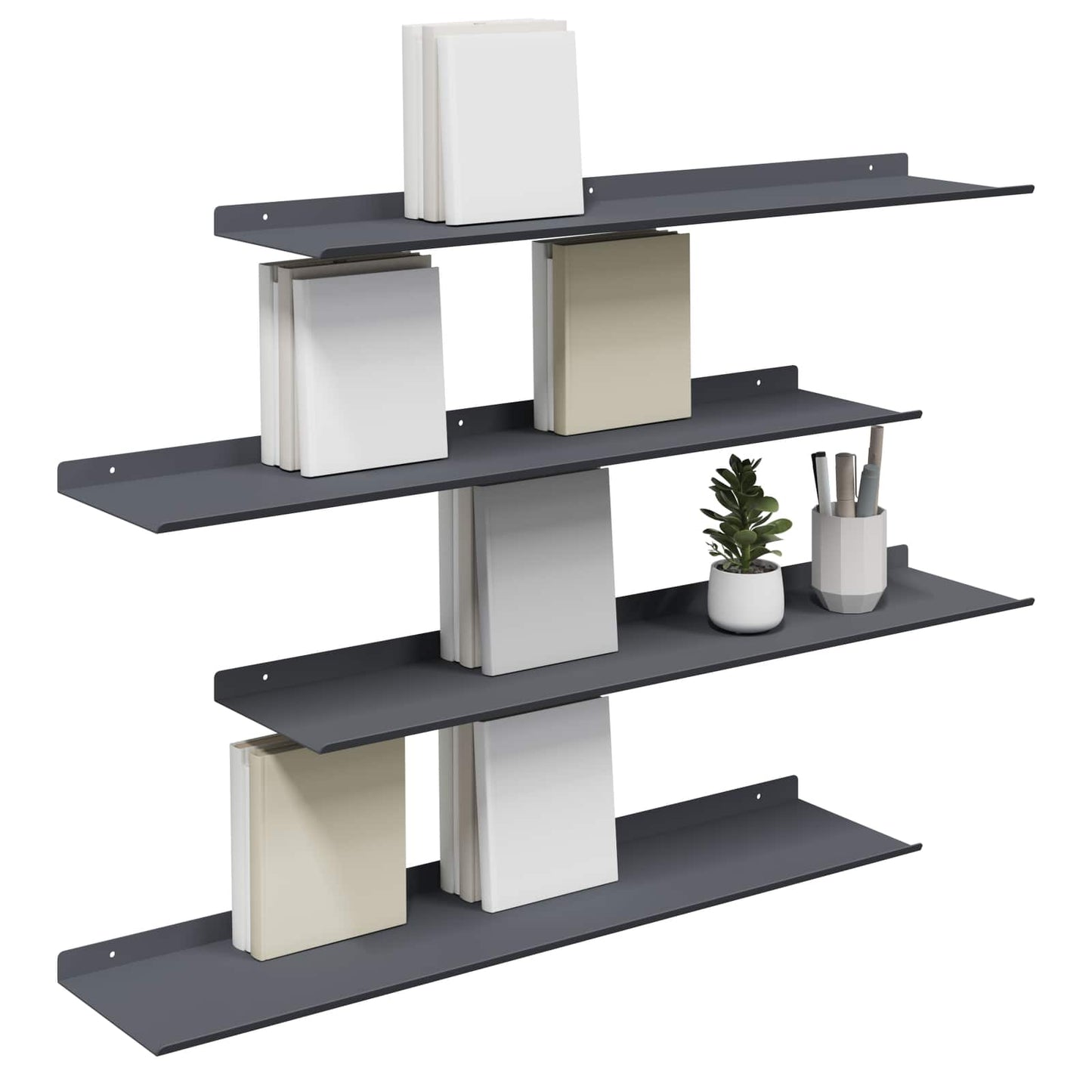 Vegghylle med hylle 4 pcs Antrasitt 80 x 18 x 2,5 cm vidaXL