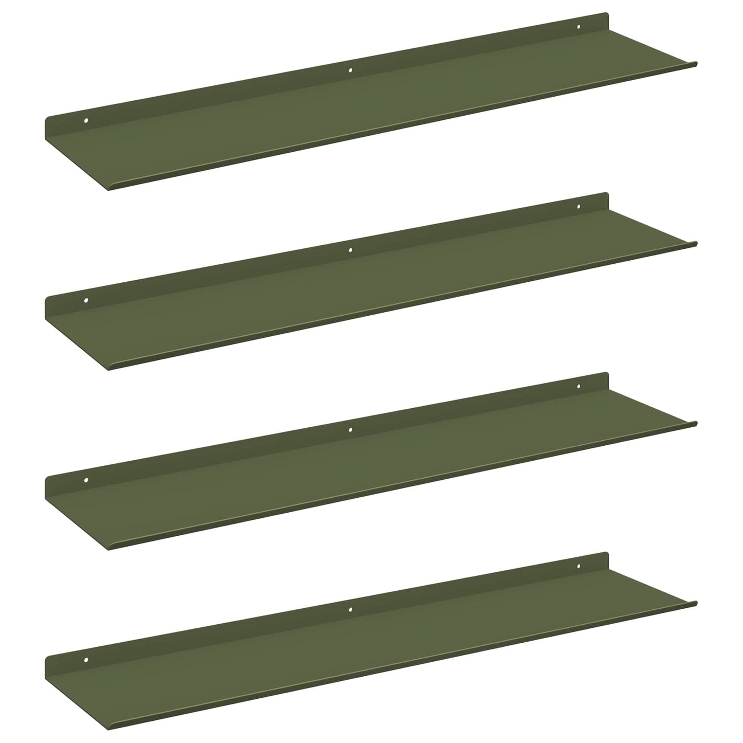 Vegghylle med hylle 4 pcs Olivengrønn 80 x 18 x 2,5 cm vidaXL