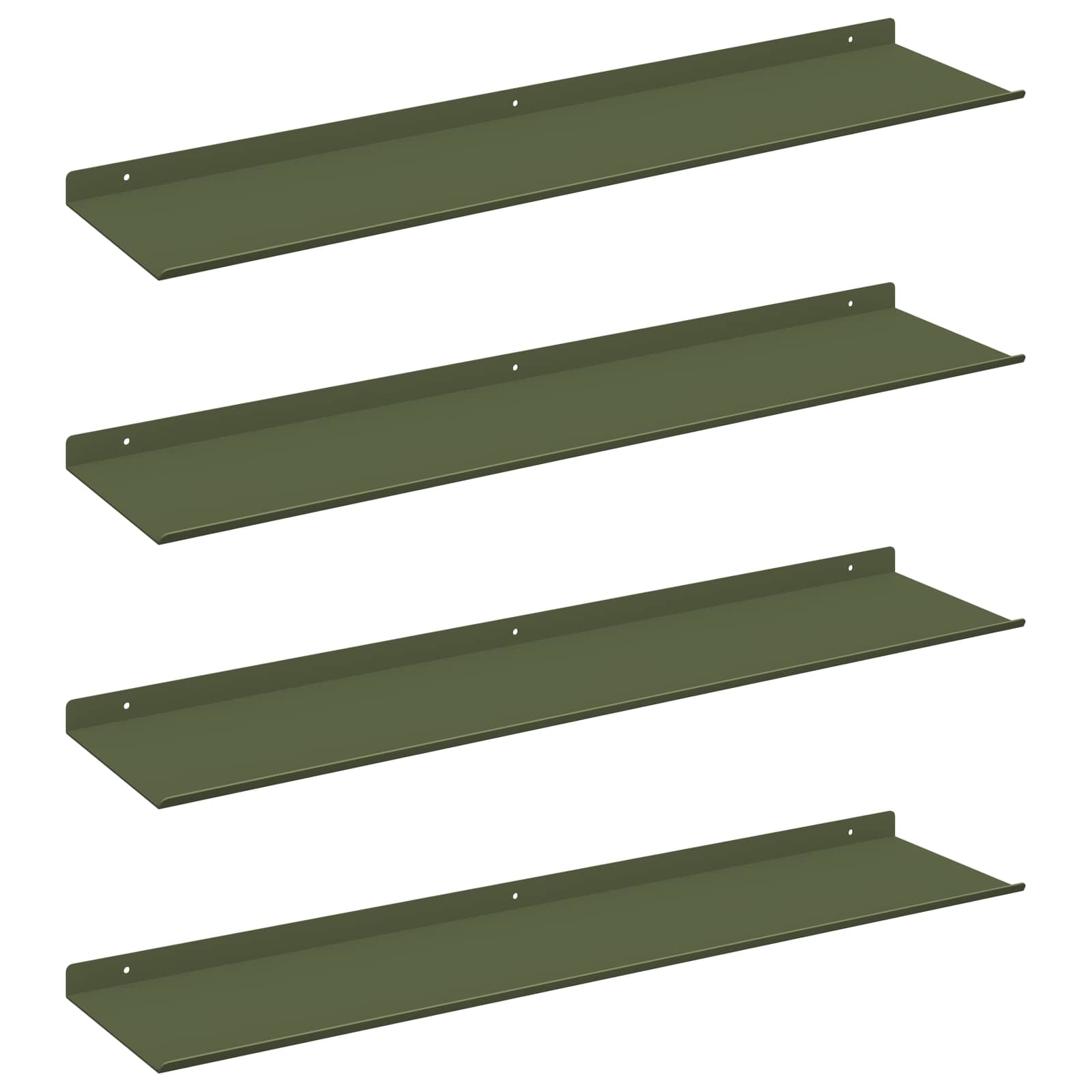 Vegghylle med hylle 4 pcs Olivengrønn 80 x 18 x 2,5 cm vidaXL