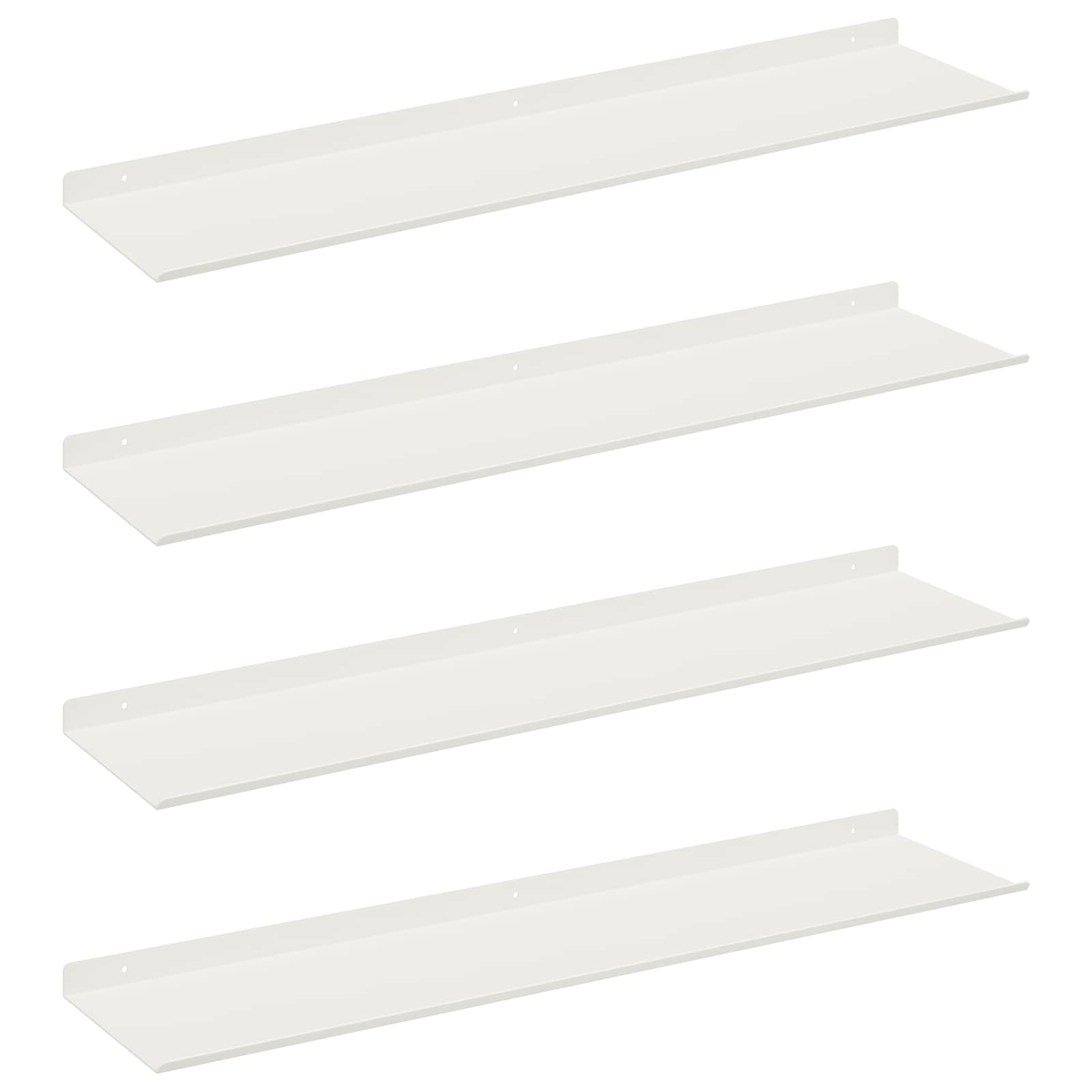 Vegghylle med hylle Veggmontert 4 pcs Hvit 80 x 18 x 2,5 cm vidaXL