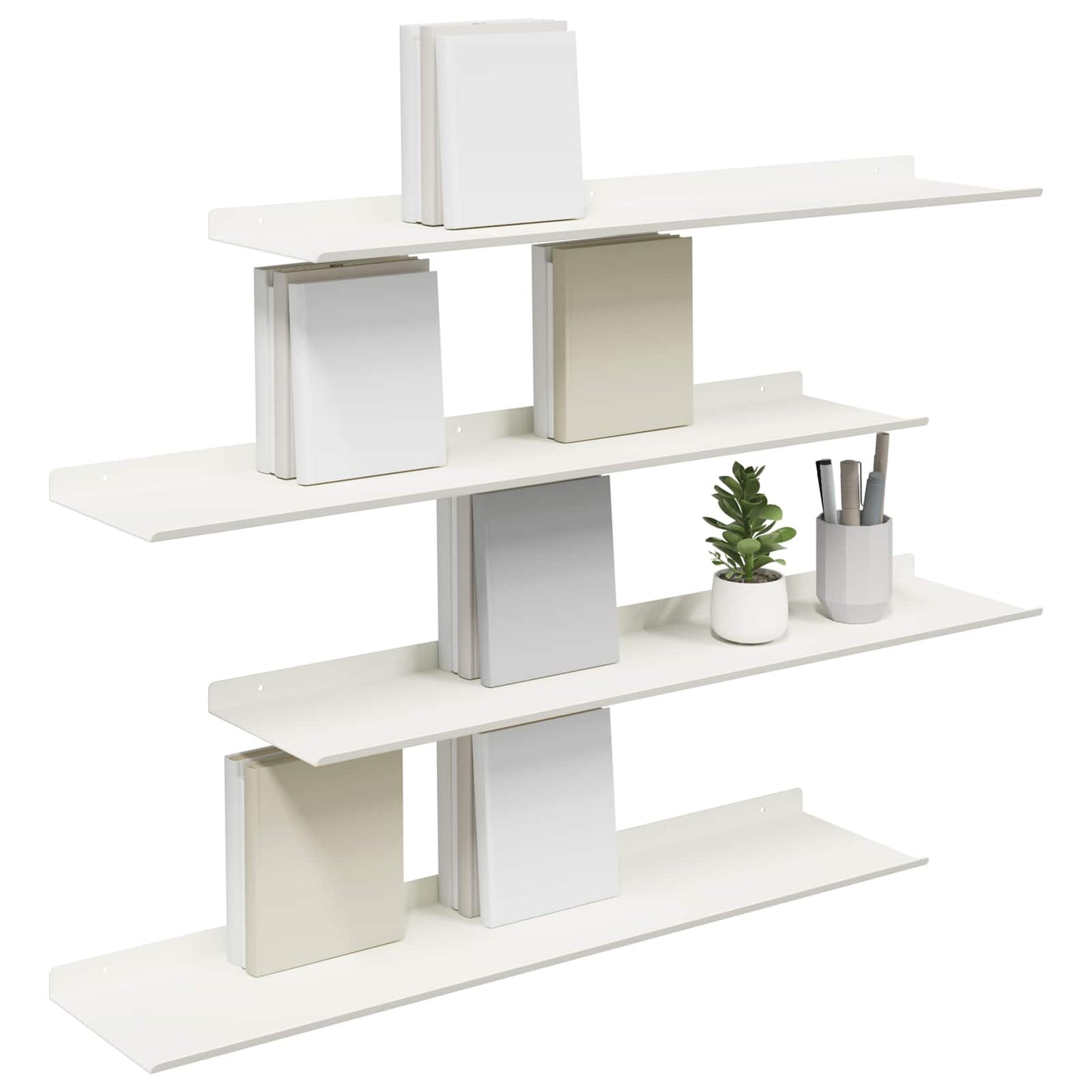 Vegghylle med hylle Veggmontert 4 pcs Hvit 80 x 18 x 2,5 cm vidaXL