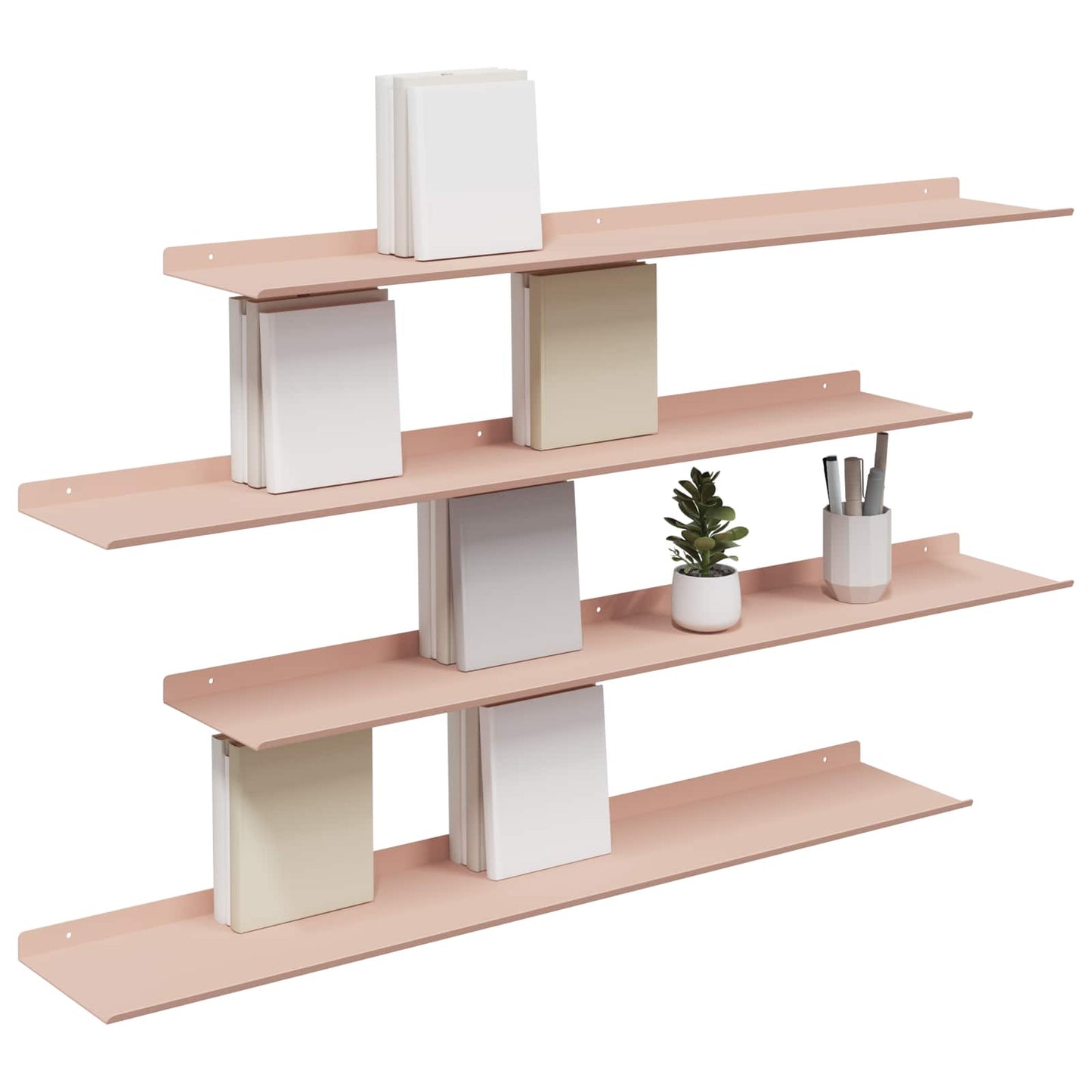 Vegghylle med hylle Veggmontert 4 pcs Rosa 100 x 18 x 2,5 cm vidaXL