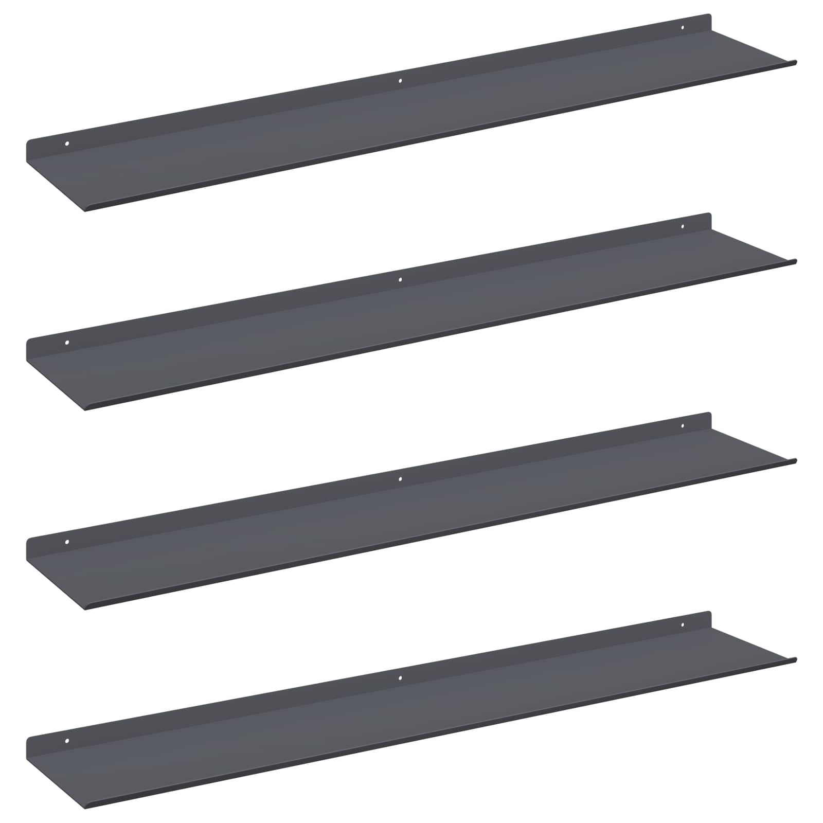 Vegghylle med hylle 4 pcs Antrasitt 100 x 18 x 2,5 cm vidaXL