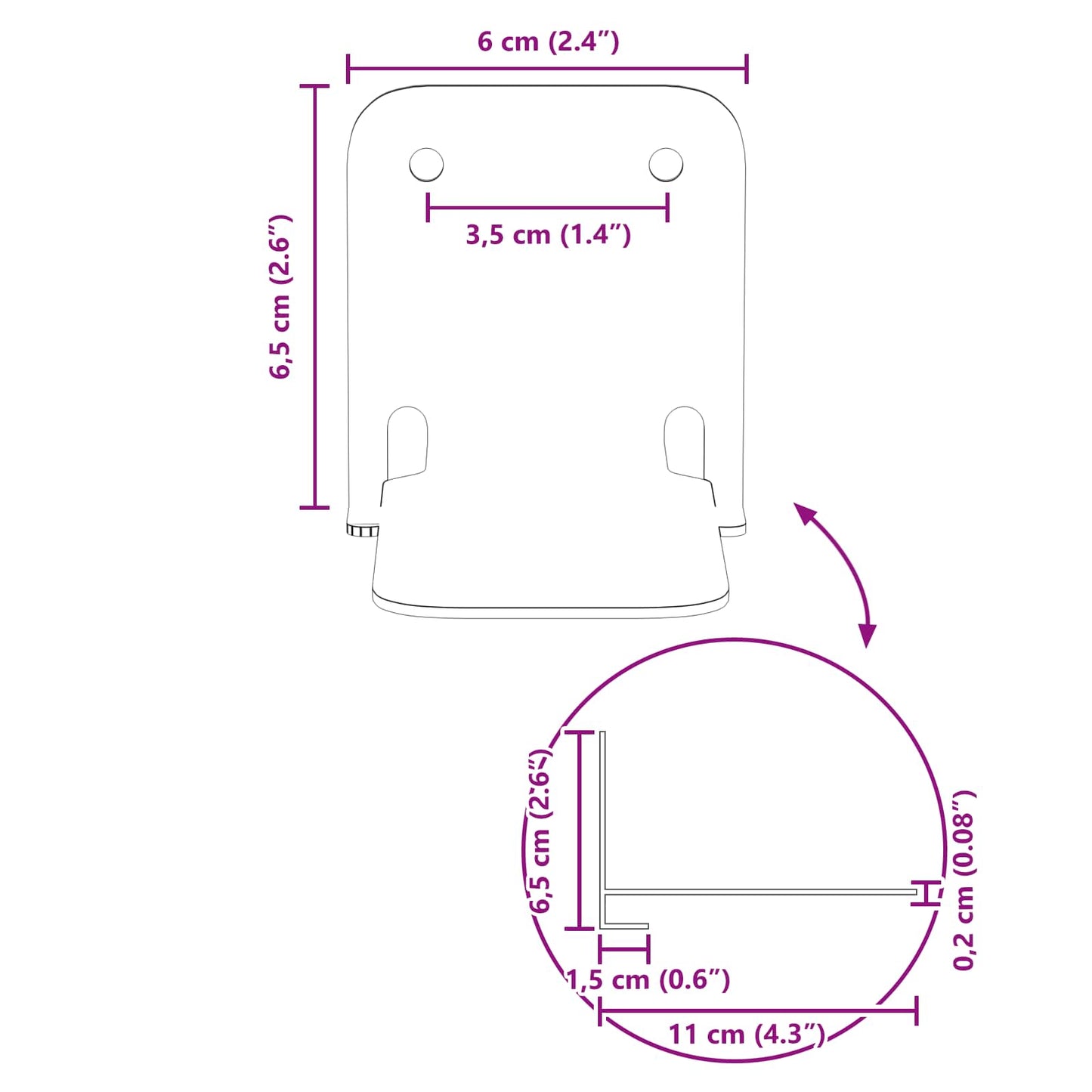 Flytende hylle med hylle 24 pcs Svart 6 x 10,8 x 6,6 cm