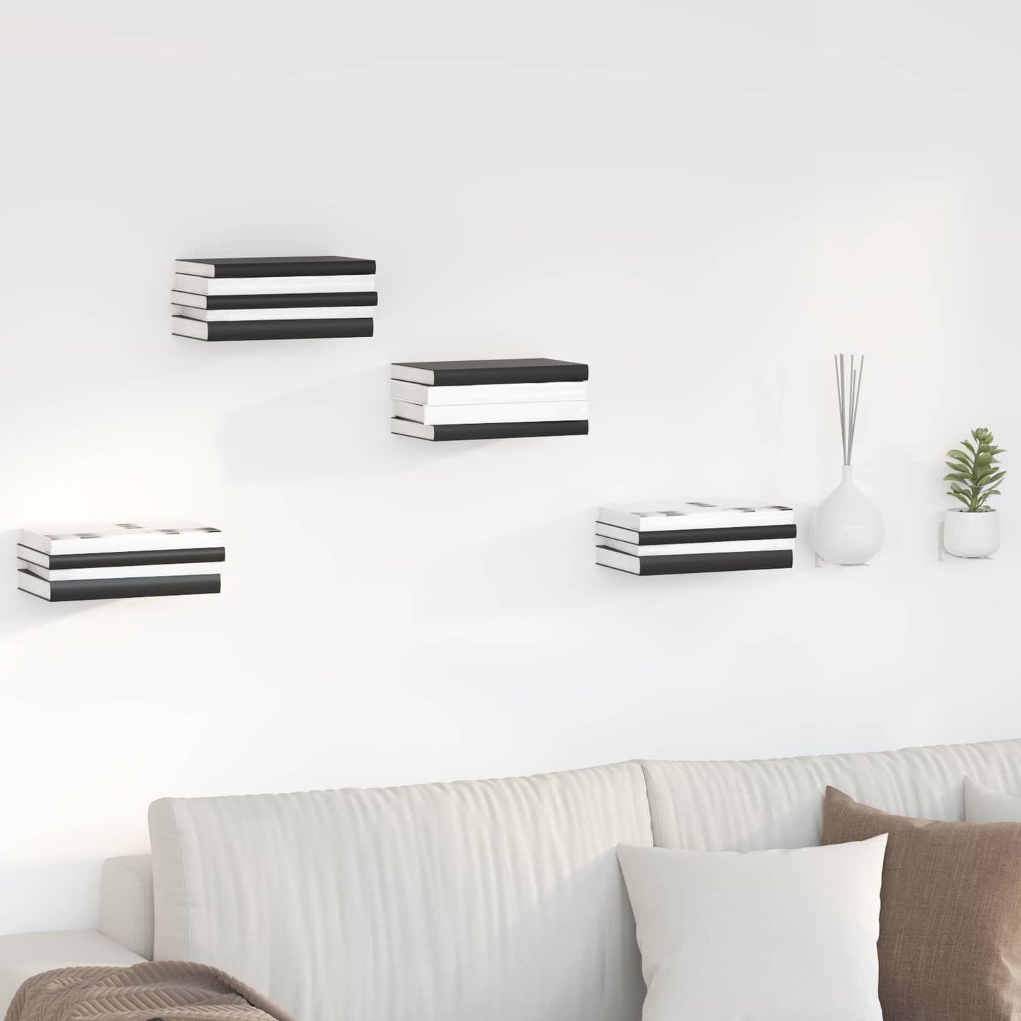 Flytende hylle med hylle 4 pcs Hvit 6 x 10,8 x 6,6 cm