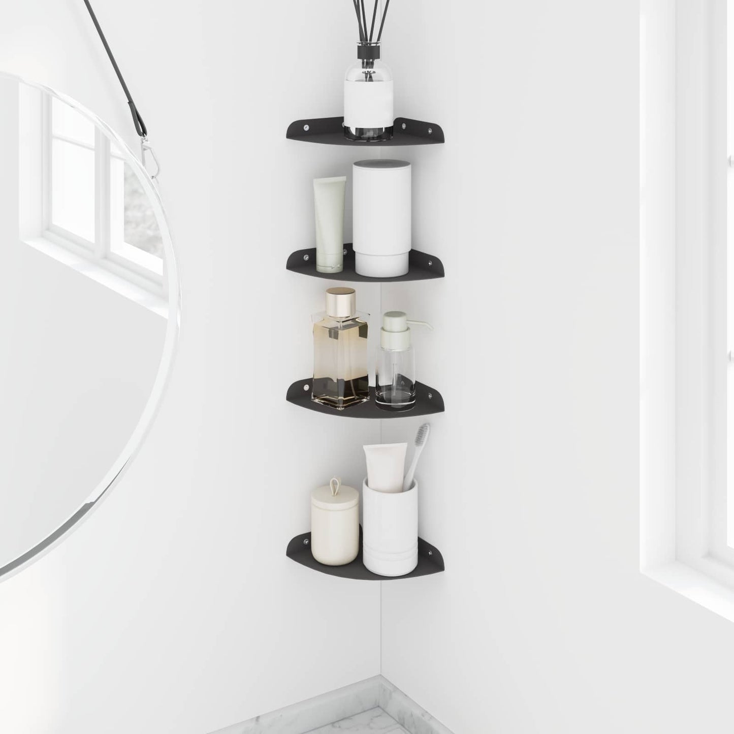 Flytende hylle med hylle med lagring 4 pcs Svart 15 x 15 x 2 cm