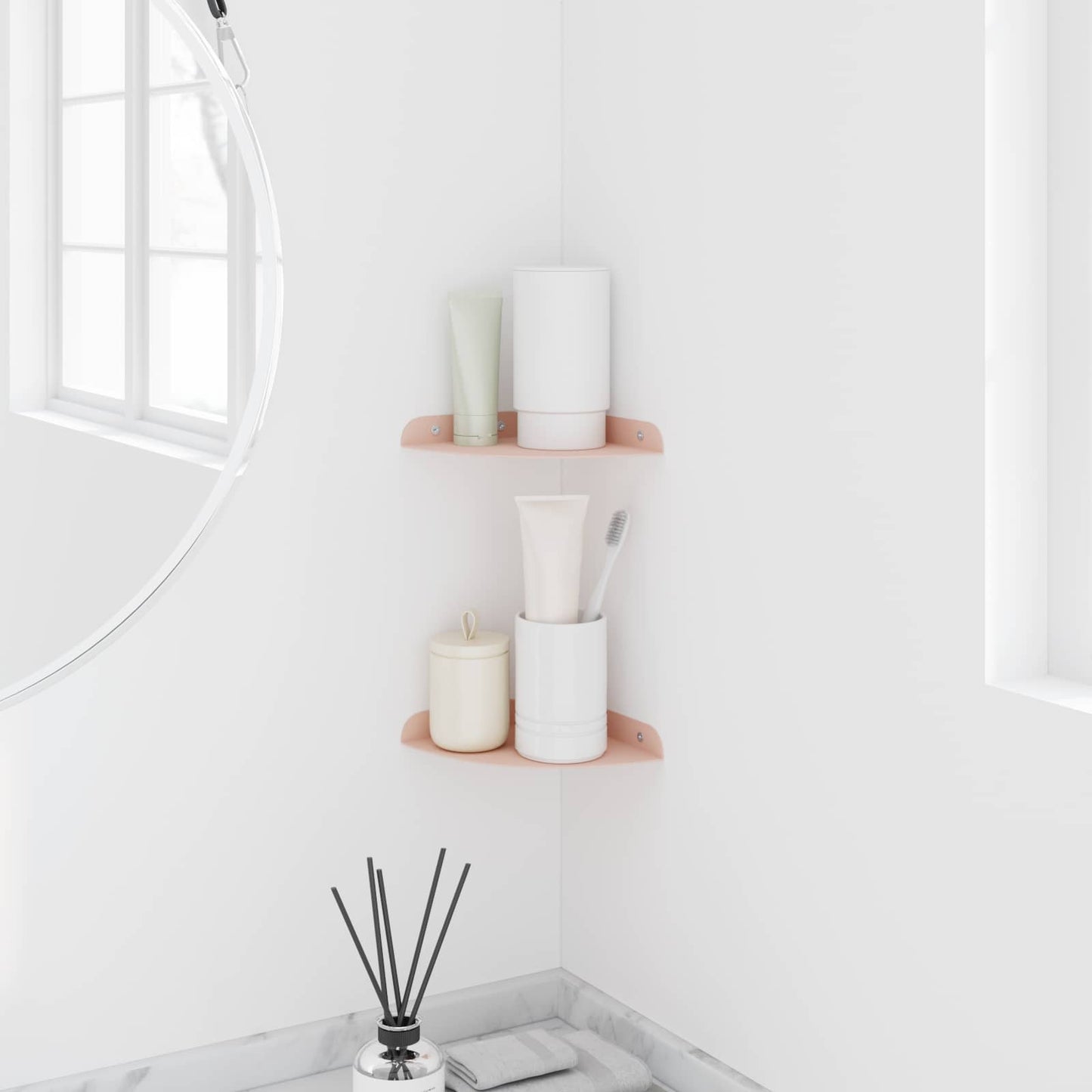 Flytende hylle med hylle med lagring 2 pcs Rosa 15 x 15 x 2 cm