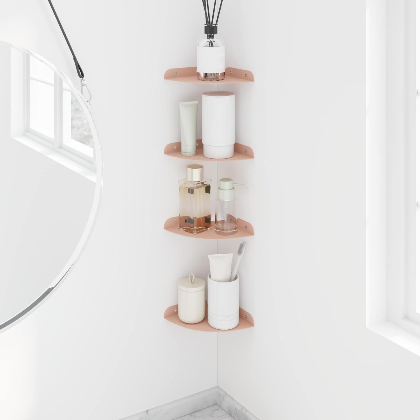 Flytende hylle med hylle med lagring 4 pcs Rosa 15 x 15 x 2 cm