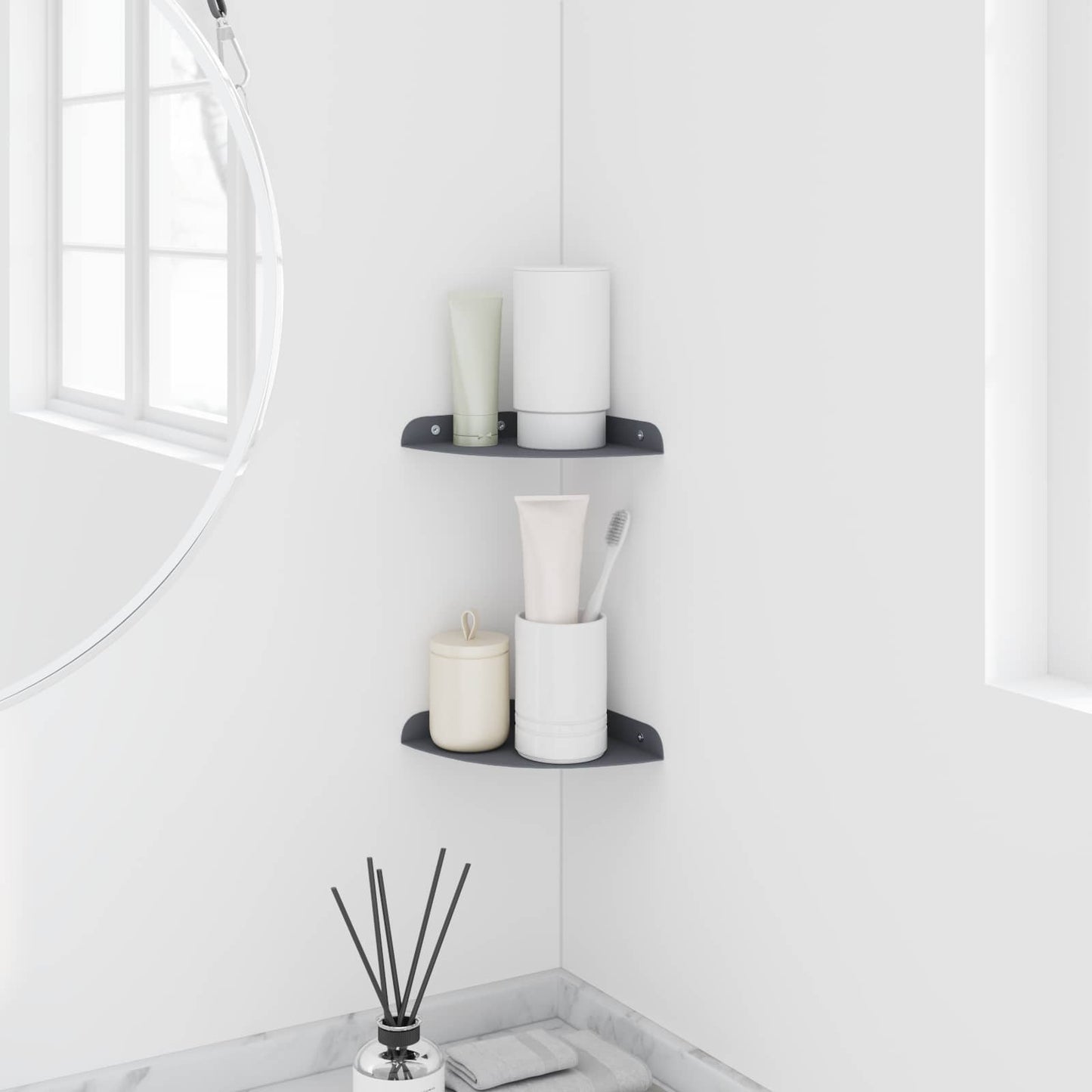 Flytende hylle med hylle 2 pcs Antrasitt 15 x 15 x 2 cm