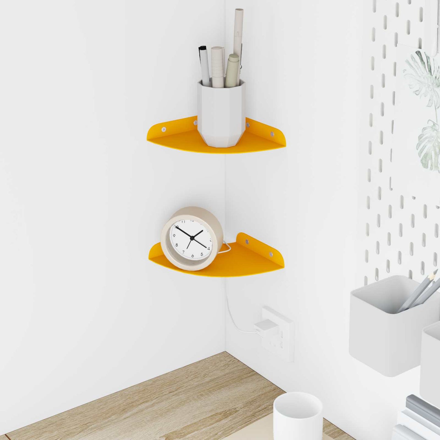 Flytende hylle med hylle 2 pcs Sennepsgul 15 x 15 x 2 cm