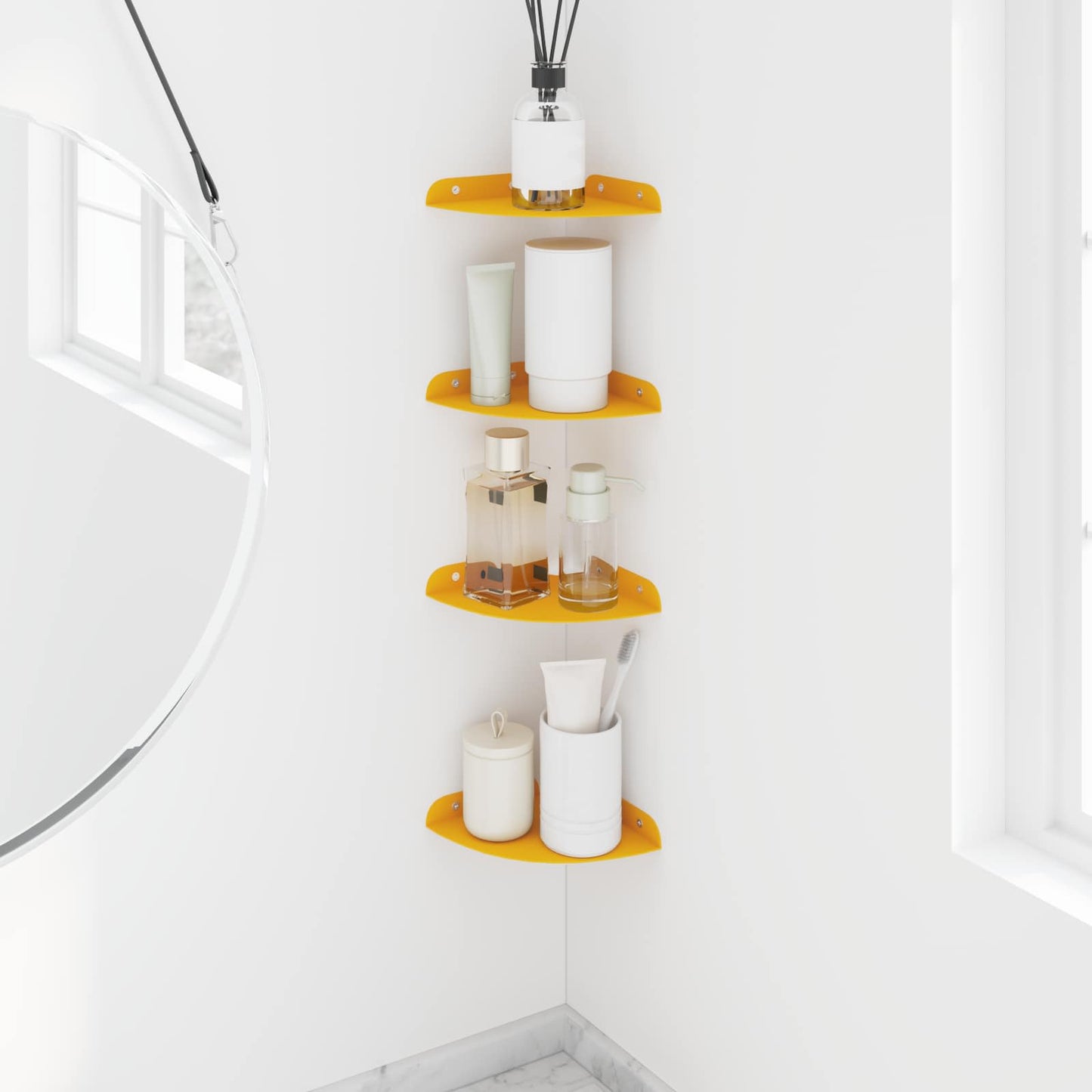 Flytende hylle med hylle 4 pcs Sennepsgul 15 x 15 x 2 cm