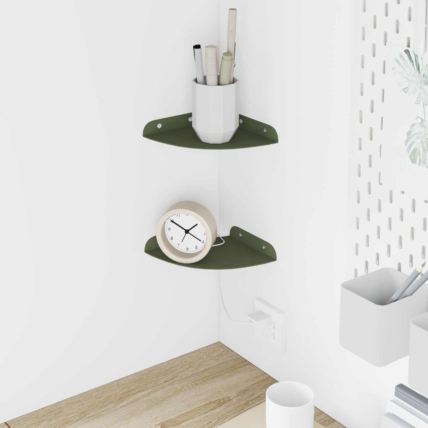 Flytende hylle med hylle 2 pcs Olivengrønn 15 x 15 x 2 cm