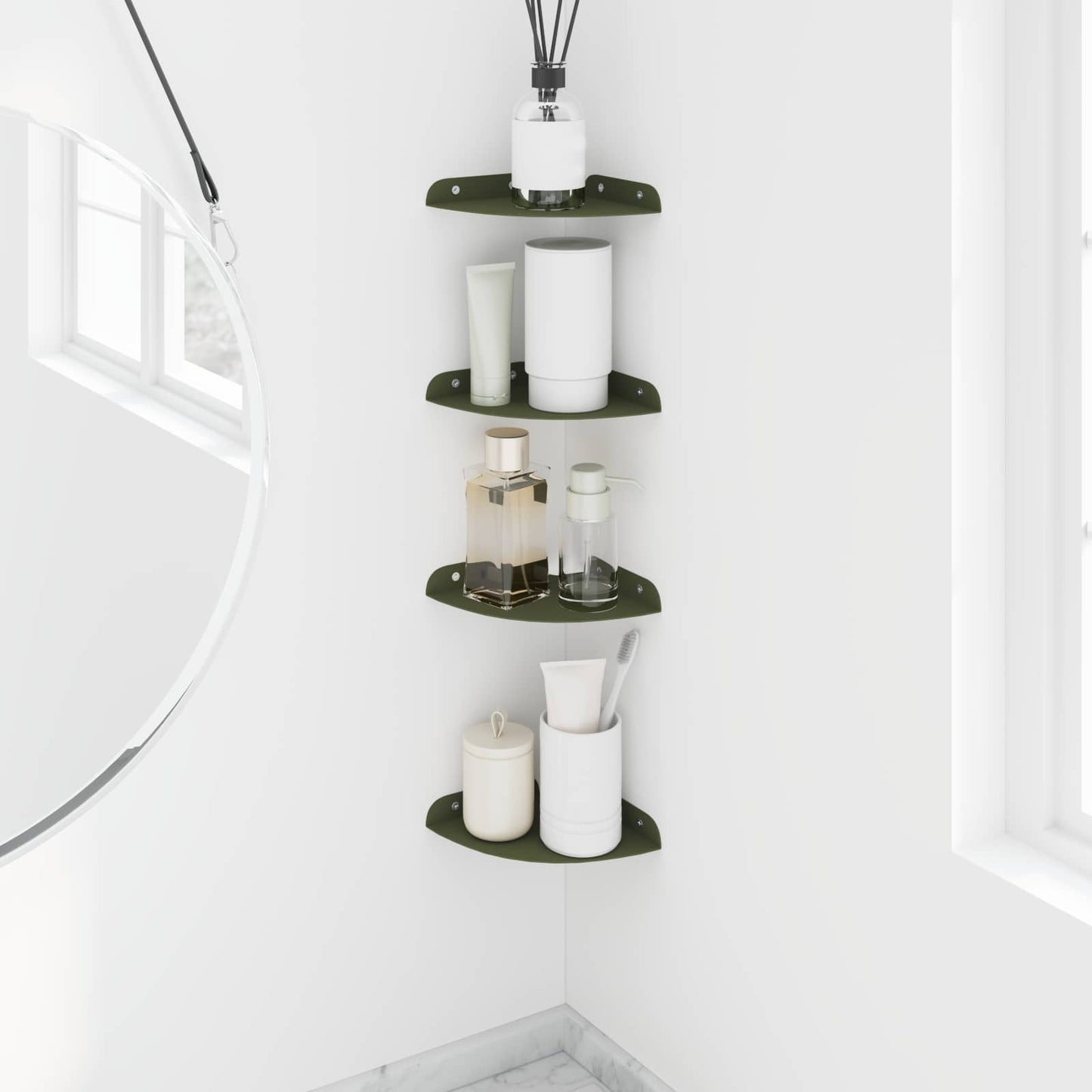 Flytende hylle med hylle 4 pcs Olivengrønn 15 x 15 x 2 cm