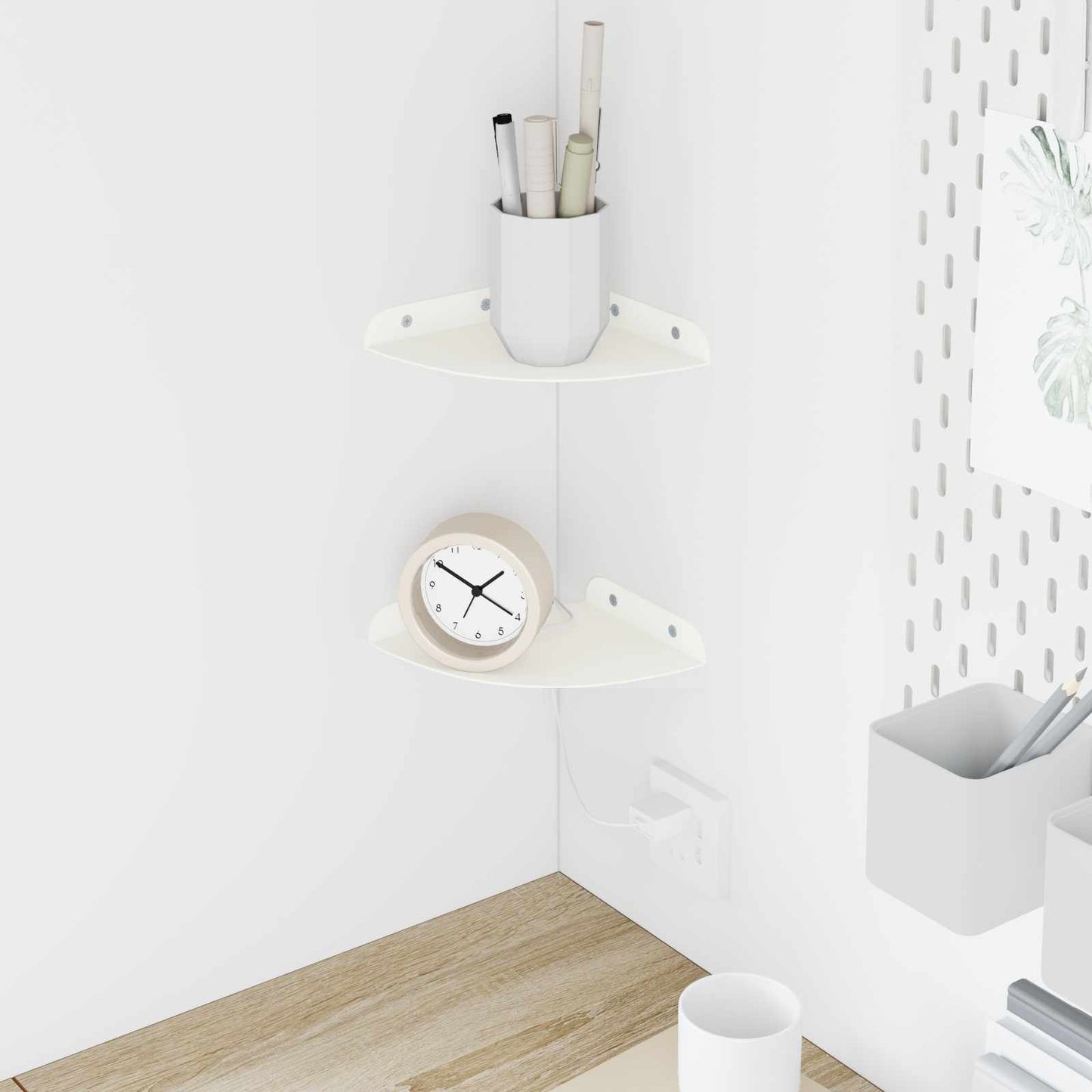 Flytende hylle med hylle med lagring 2 pcs Hvit 15 x 15 x 2 cm
