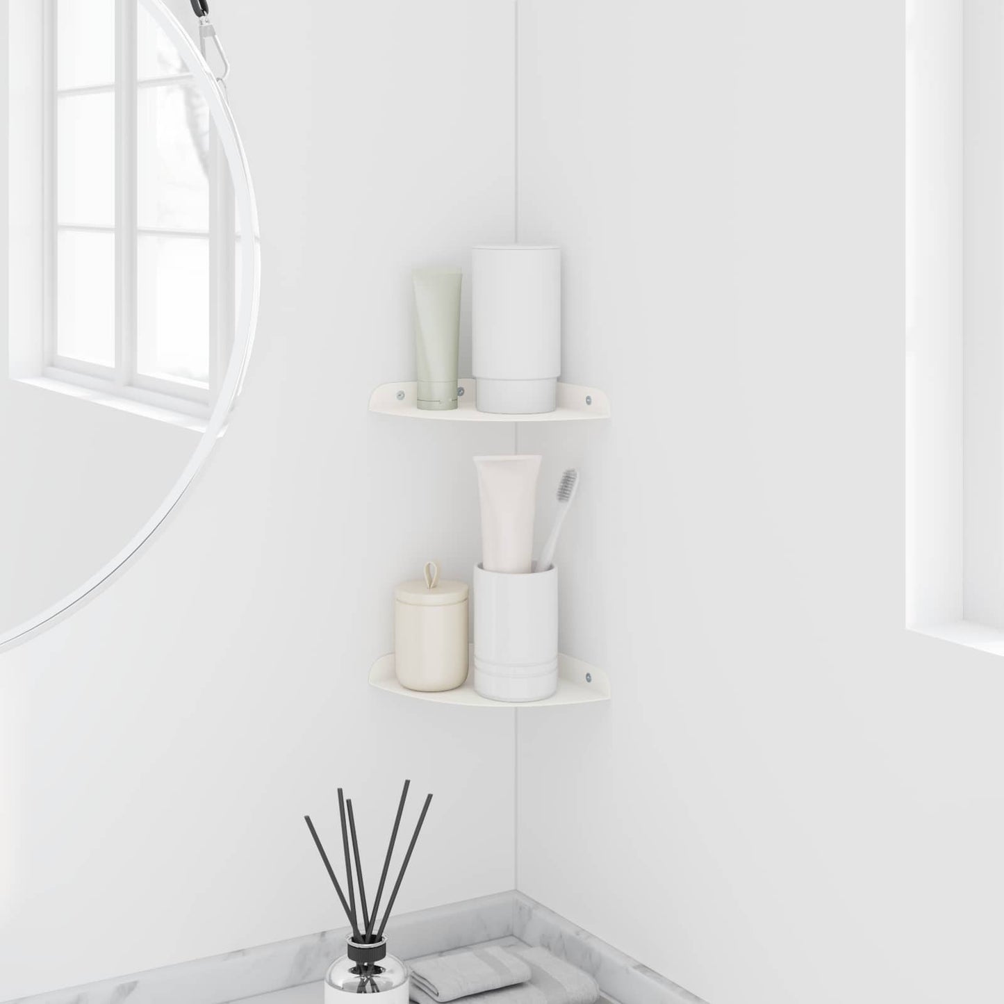 Flytende hylle med hylle med lagring 2 pcs Hvit 15 x 15 x 2 cm