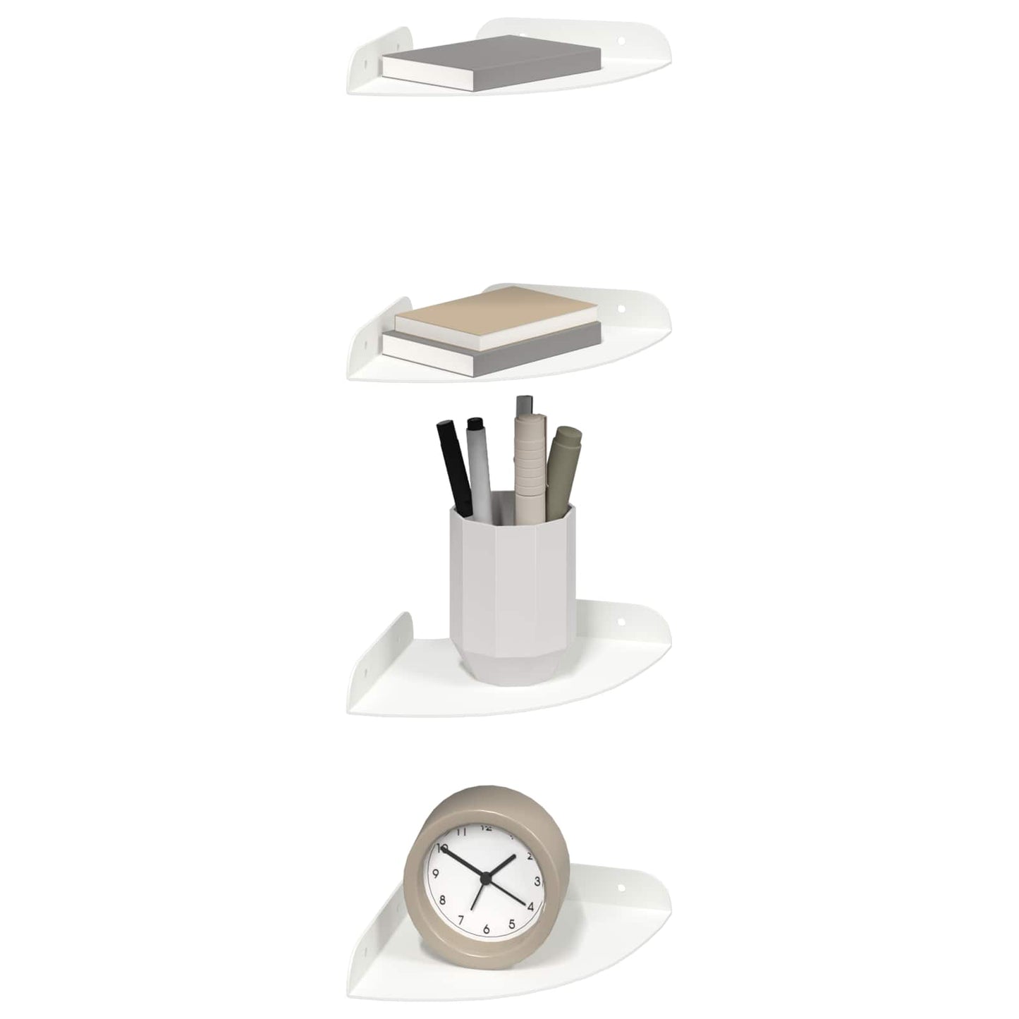 Flytende hylle med hylle med lagring 4 pcs Hvit 15 x 15 x 2 cm