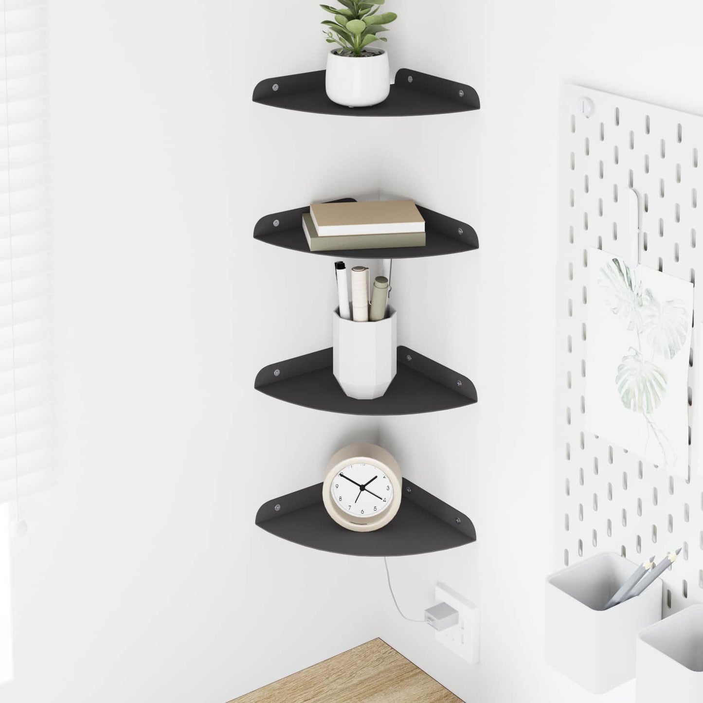 Flytende hylle med hylle med lagring 4 pcs Svart 18 x 18 x 2 cm