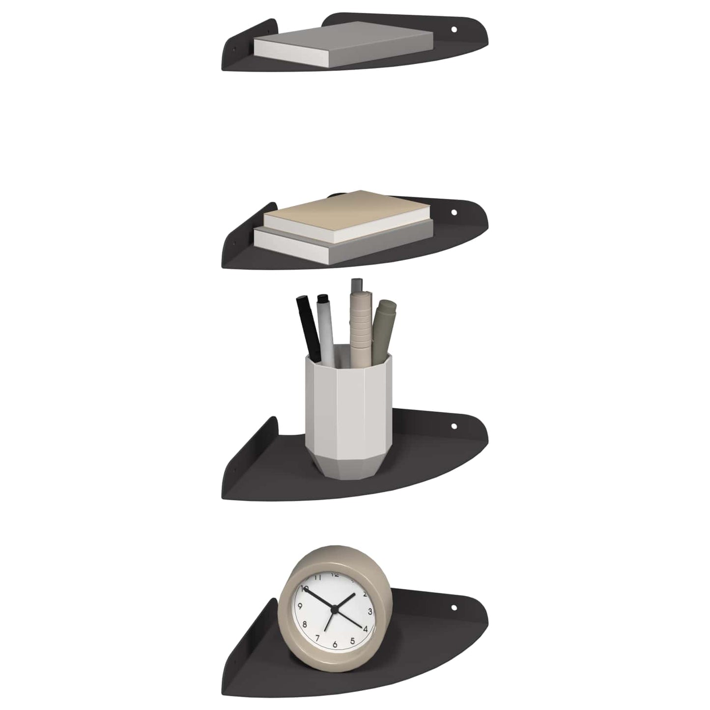 Flytende hylle med hylle med lagring 4 pcs Svart 18 x 18 x 2 cm