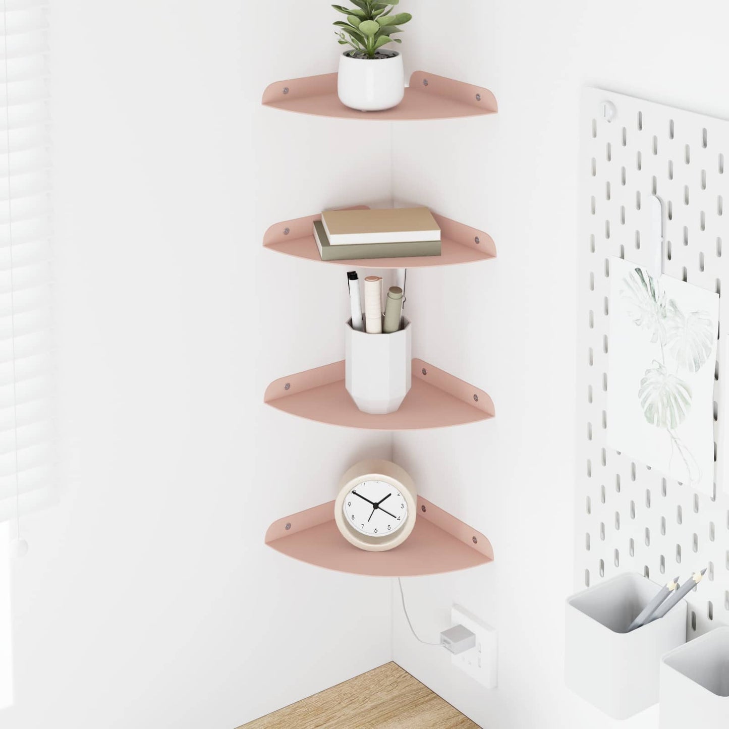 Flytende hylle med hylle med lagring 4 pcs Rosa 18 x 18 x 2 cm