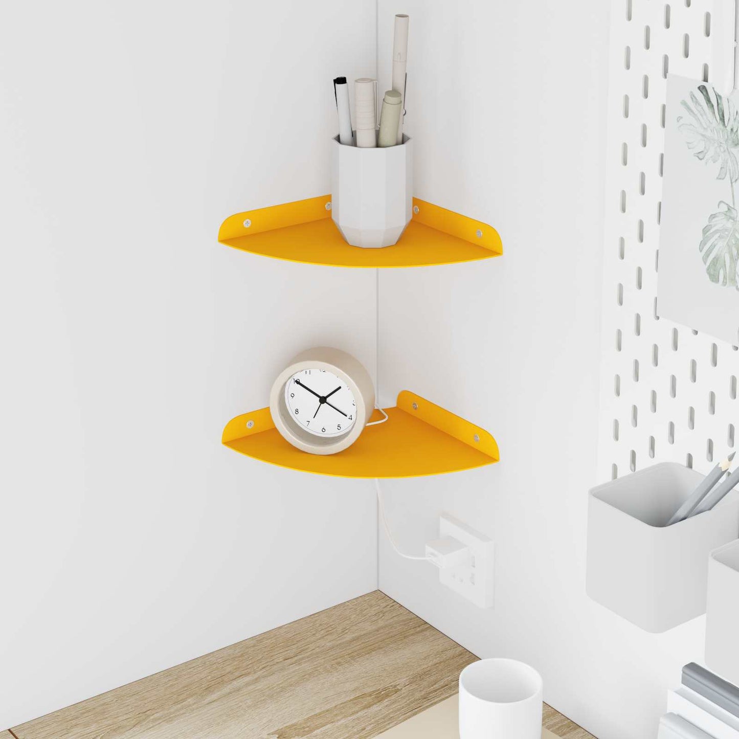 Flytende hylle med hylle 2 pcs Sennepsgul 18 x 18 x 2 cm