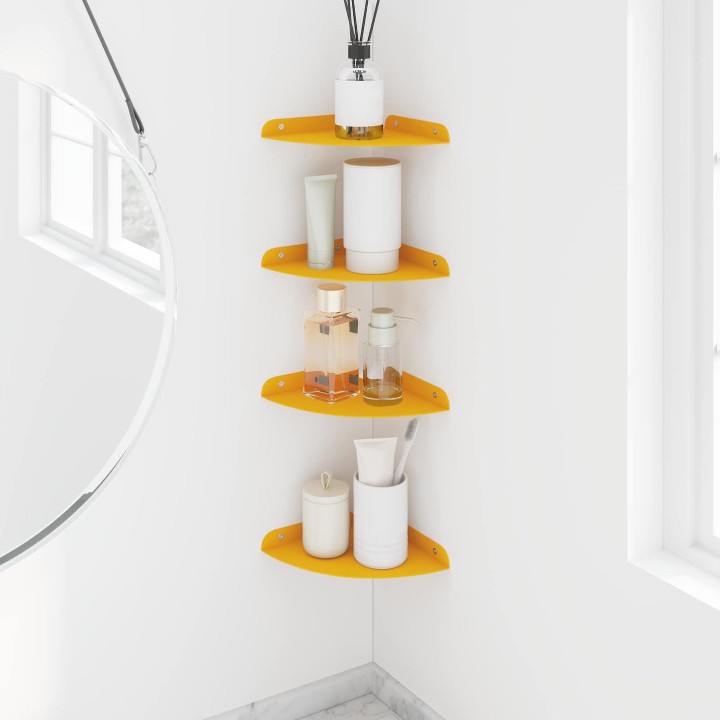 Flytende hylle med hylle 4 pcs Sennepsgul 18 x 18 x 2 cm