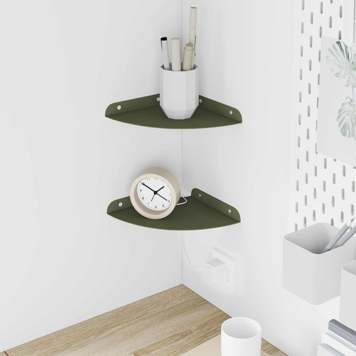 Flytende hylle med hylle 2 pcs Olivengrønn 18 x 18 x 2 cm