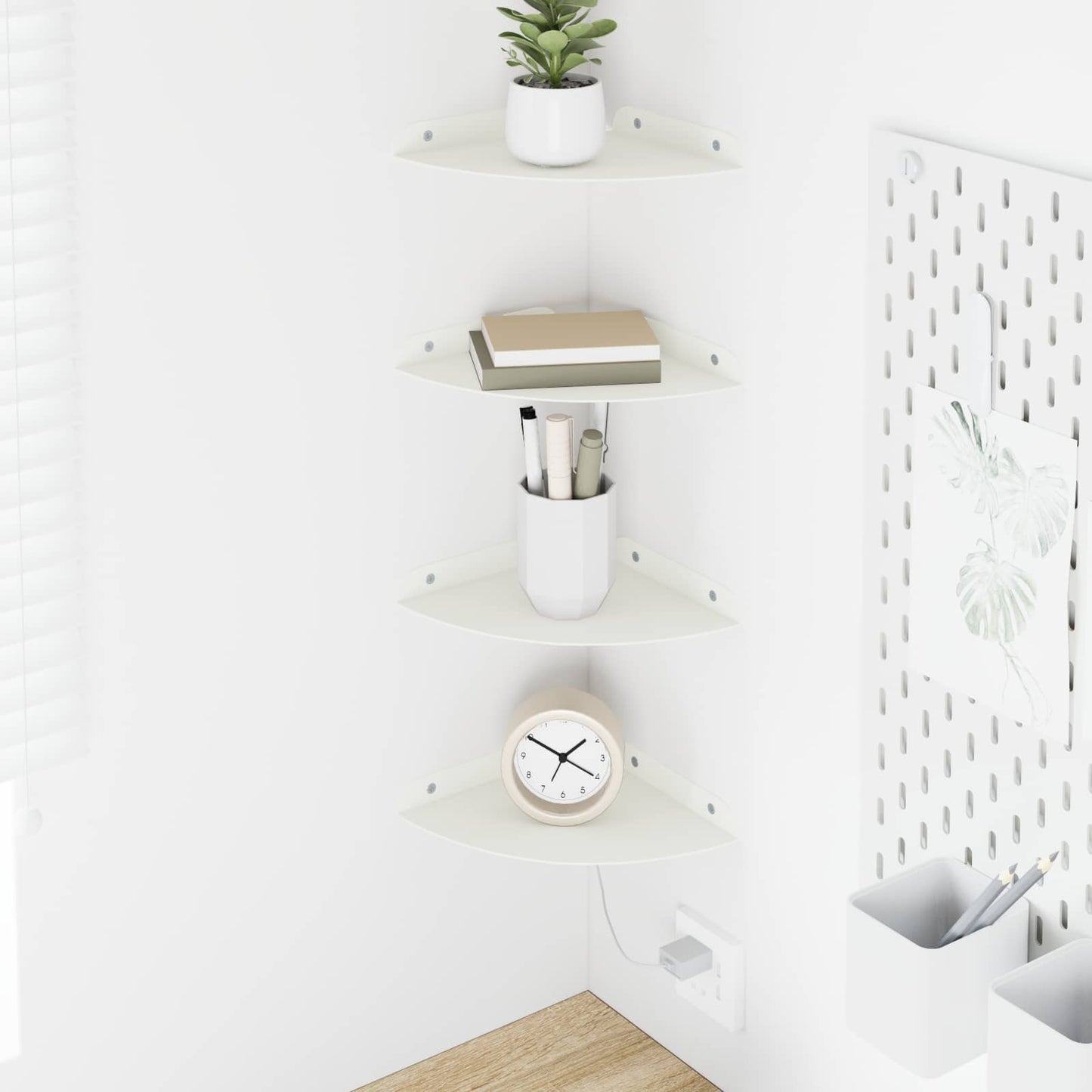 Flytende hylle med hylle med lagring 4 pcs Hvit 18 x 18 x 2 cm