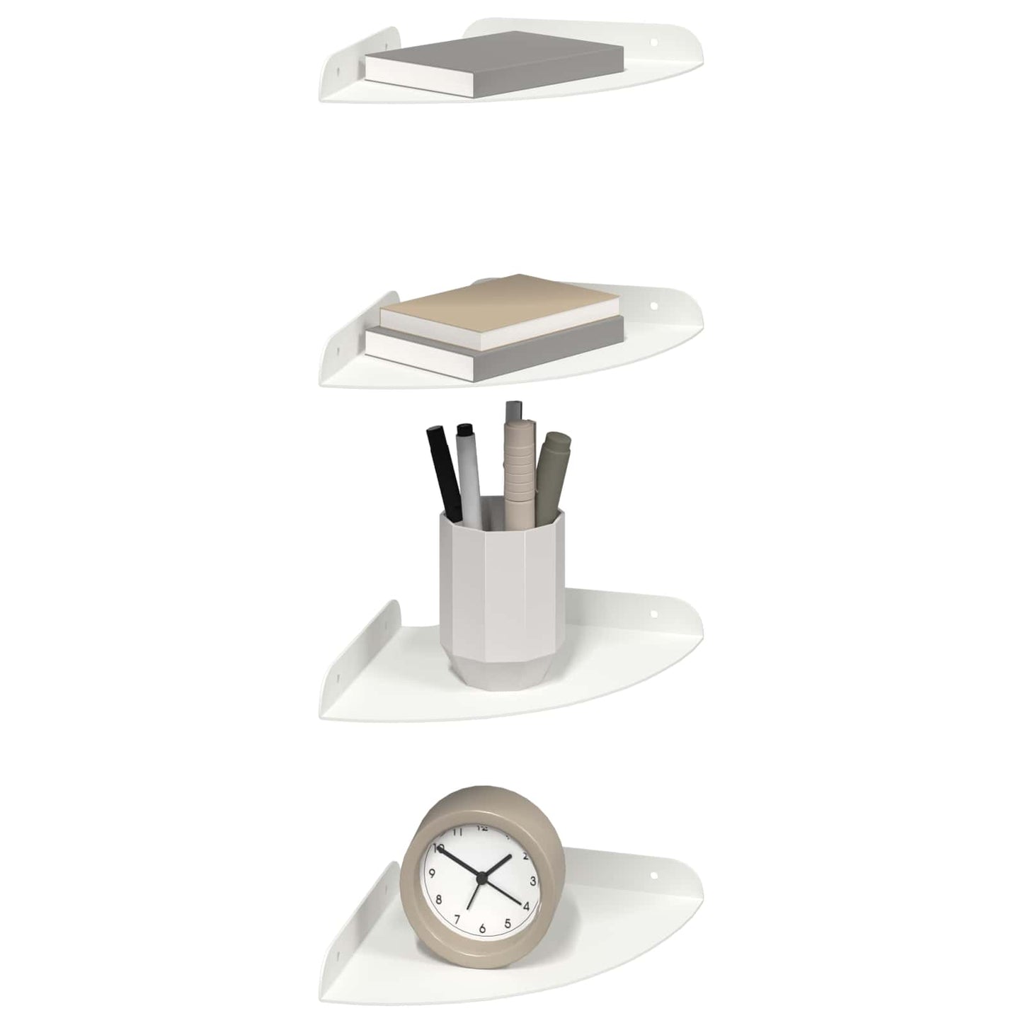 Flytende hylle med hylle med lagring 4 pcs Hvit 18 x 18 x 2 cm