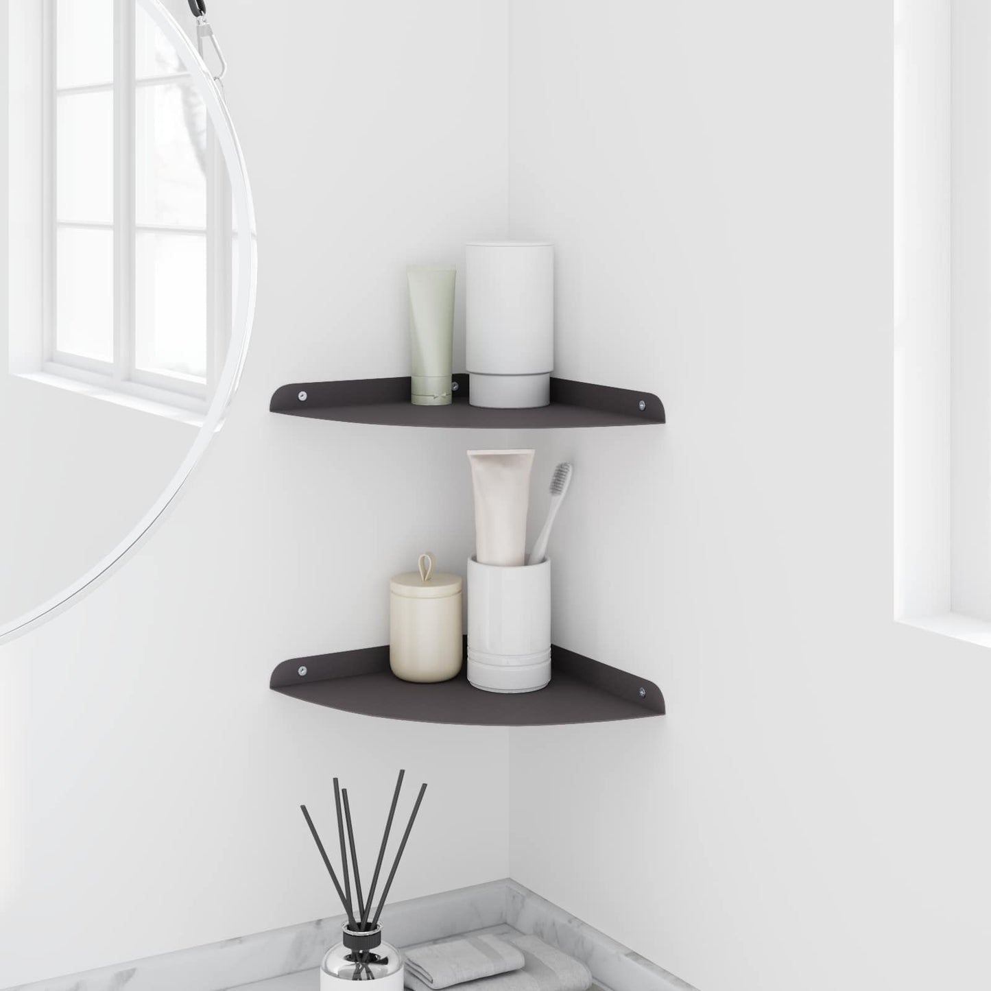 Hjørne Flytende Hylle med hylle 2 pcs Svart 24 x 24 x 2 cm