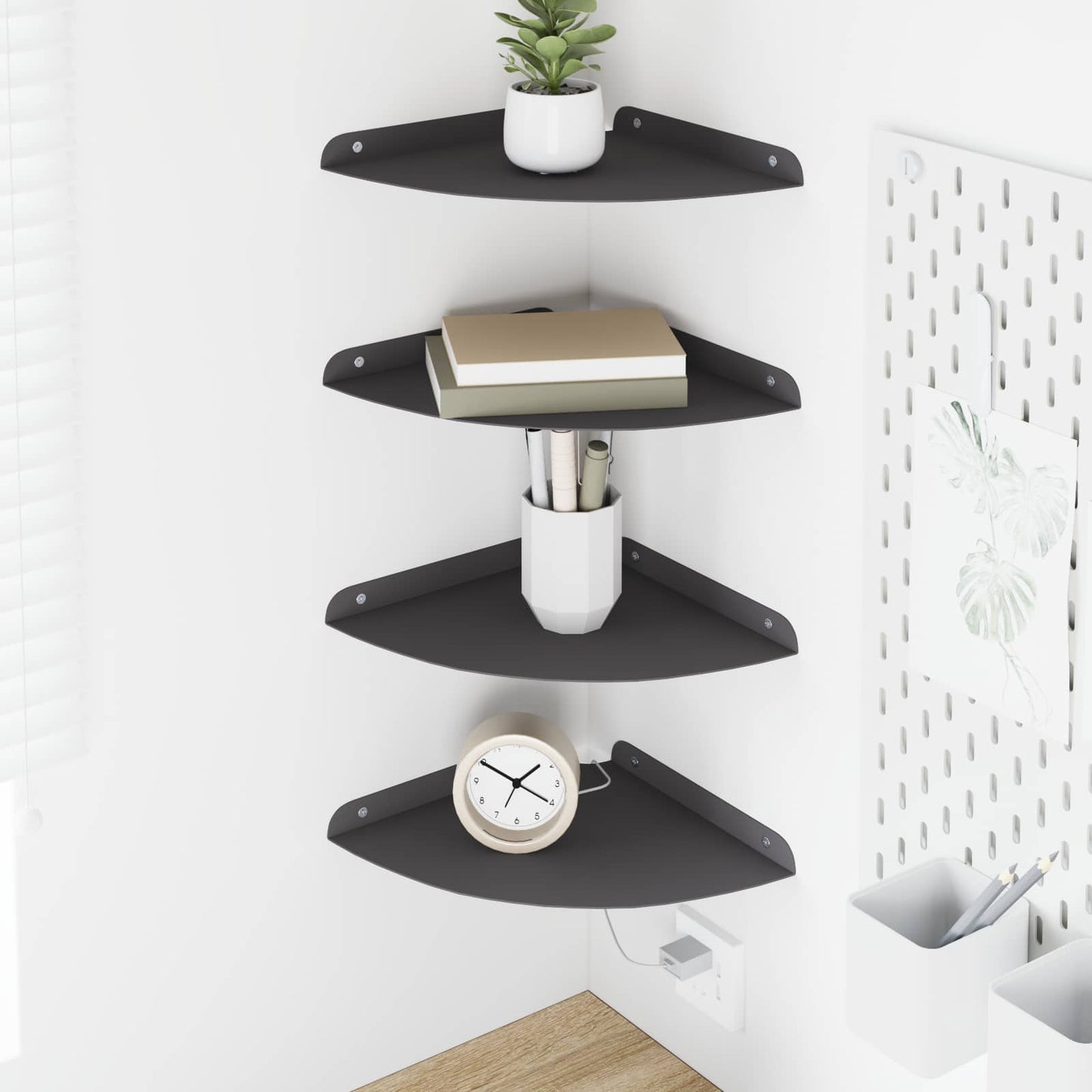Flytende hylle med hylle med lagring 4 pcs Svart 24 x 24 x 2 cm