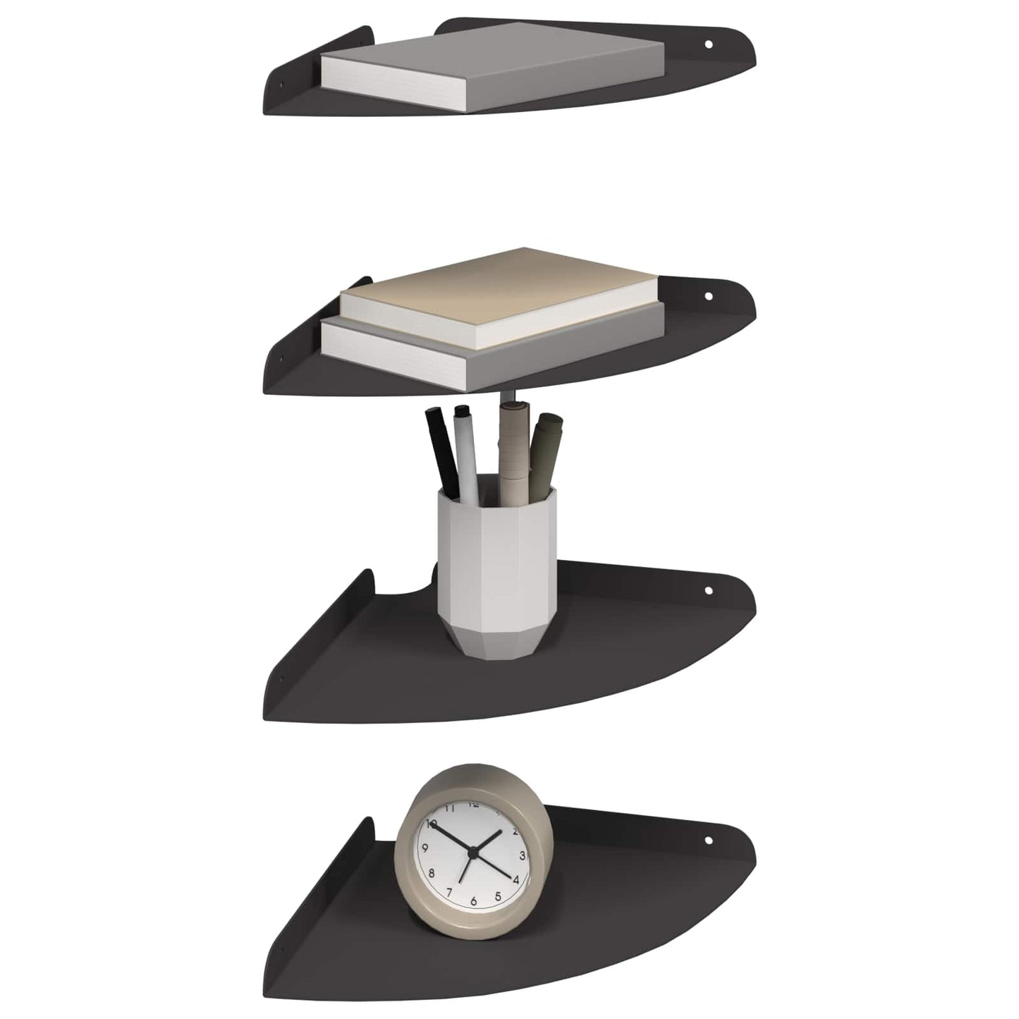 Flytende hylle med hylle med lagring 4 pcs Svart 24 x 24 x 2 cm
